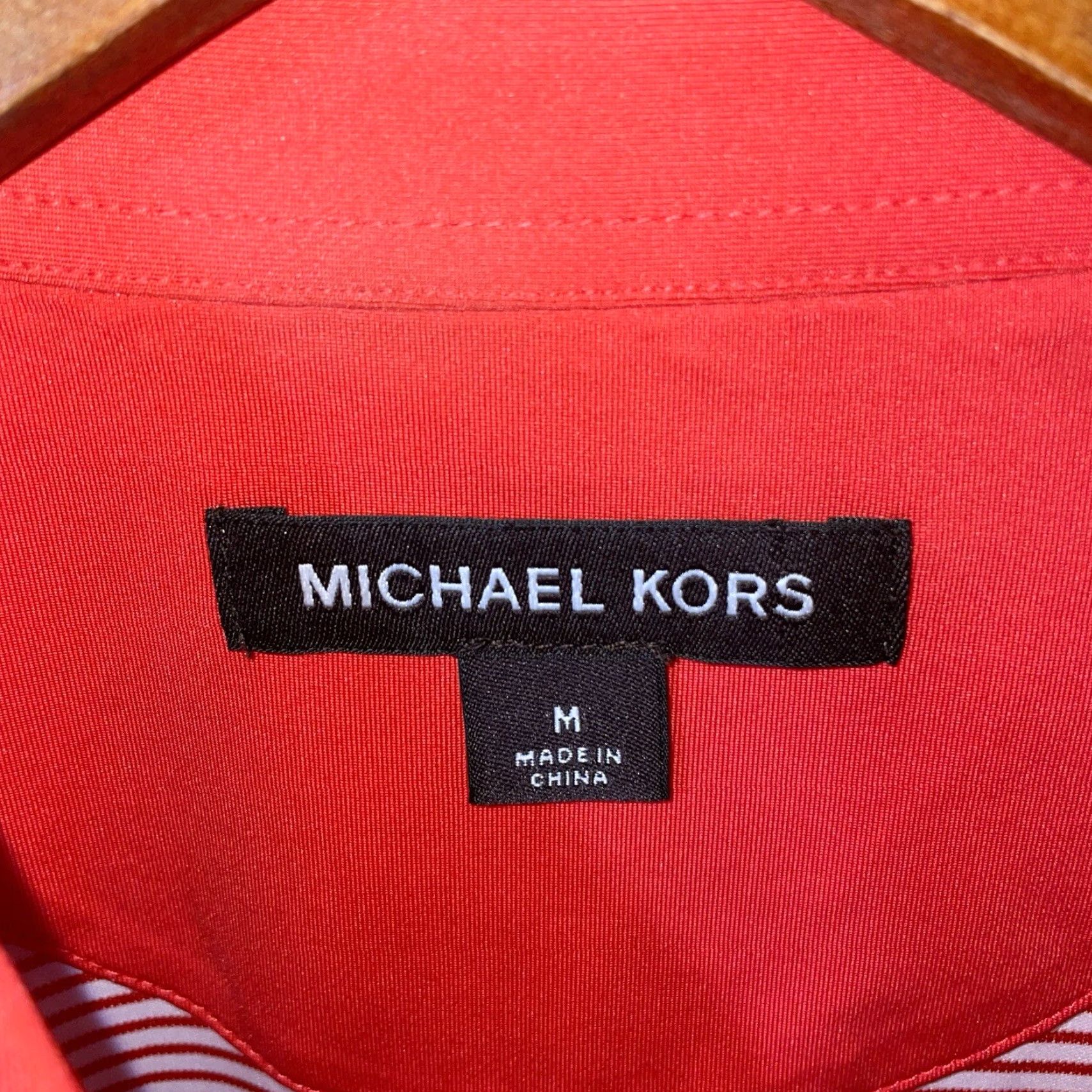 Michael Kors Michael Kors Polo Shirt Mens Size M Red Striped Athletic Stretchy Shirt Size US M / EU 48-50 / 2 - 4 Thumbnail