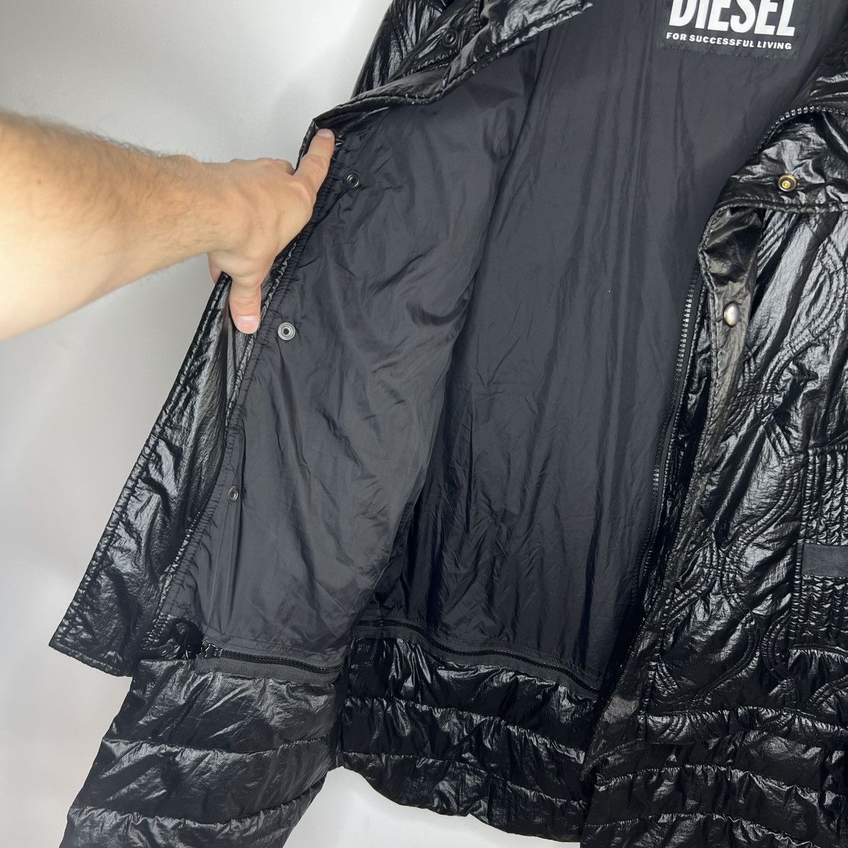 Diesel × Japanese Brand Diesel Shiny Black Nylon 2in1 Bomber Parka Puffer Jacket Y2K Size US M / EU 48-50 / 2 - 9 Thumbnail