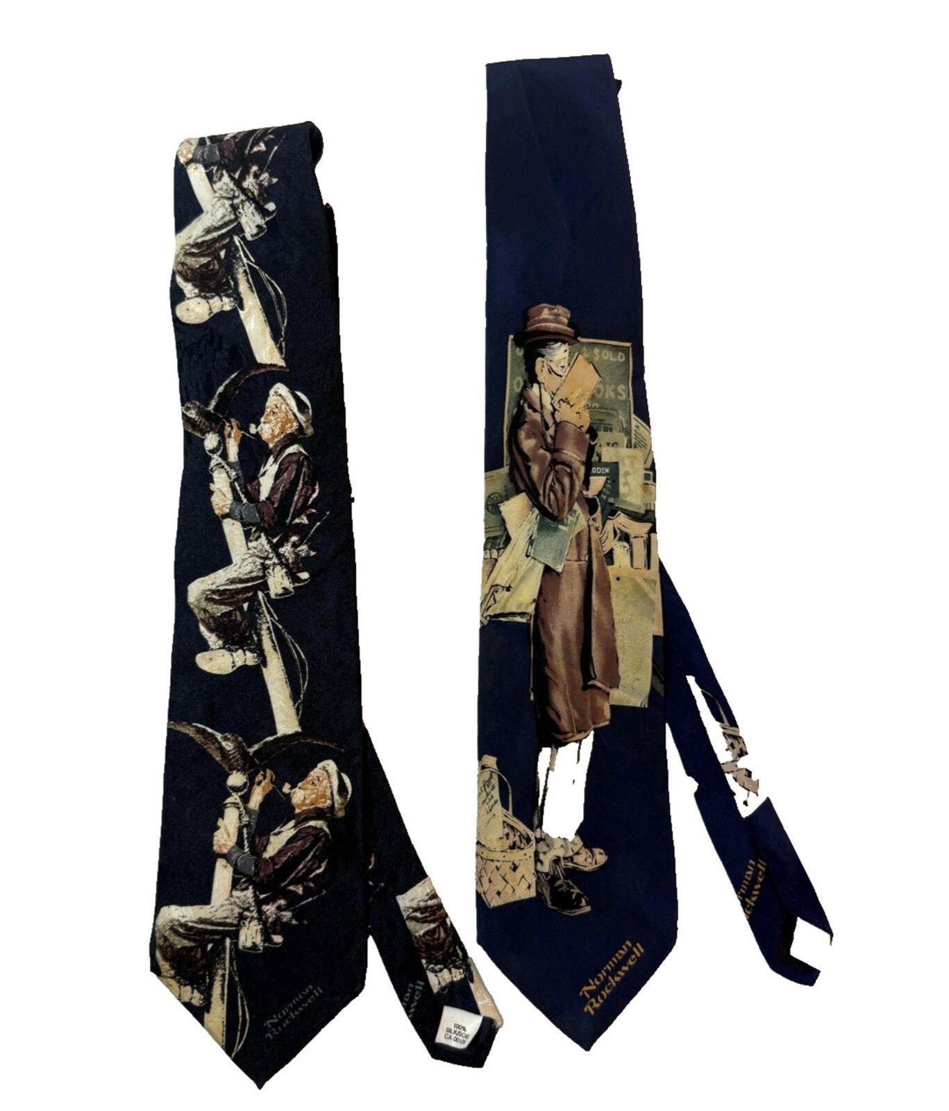 Other Norman Rockwell Tie Lot 2 Mens Silk Lineman Bookworm Size ONE SIZE - 1 Thumbnail