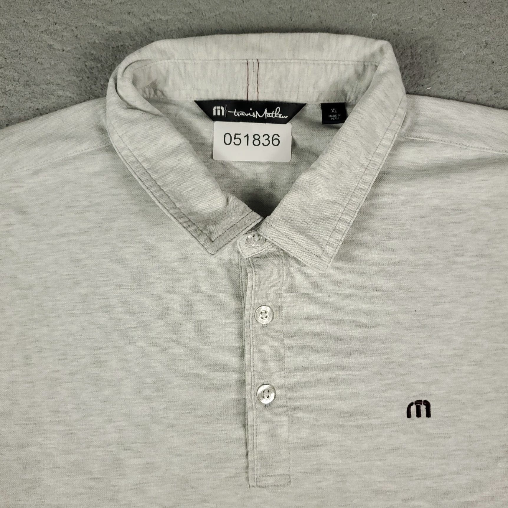 TravisMathew Travis Mathew Polo Shirt Mens XL Gray – Solid Short Sleeve Button-Down, Cotton Blend, Golf/Activewear, Regular Fit Size US XL / EU 56 / 4 - 2 Thumbnail