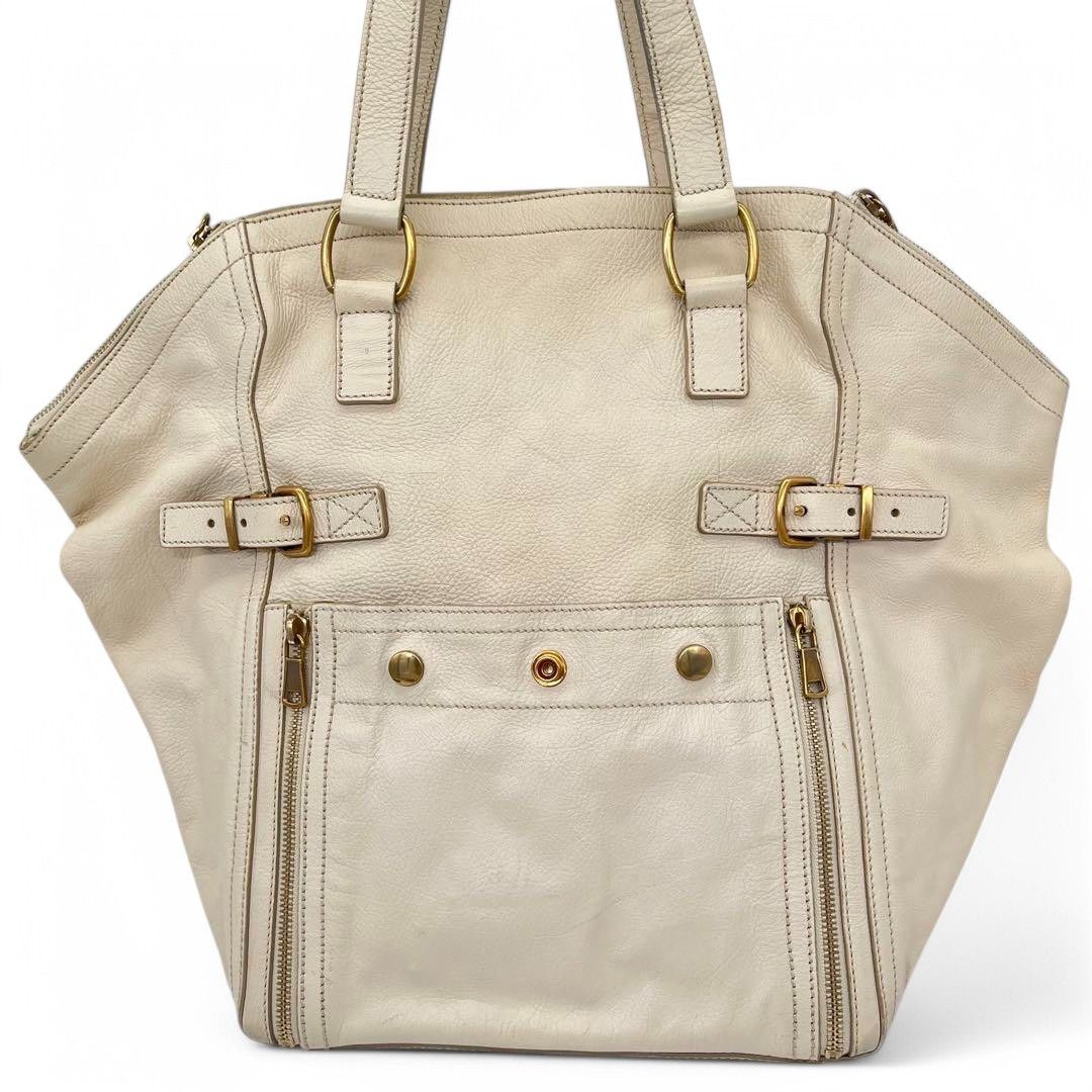 Yves Saint Laurent Yves Saint Laurent - Cassandra Handbag YSL Leather White Size ONE SIZE - 3 Thumbnail