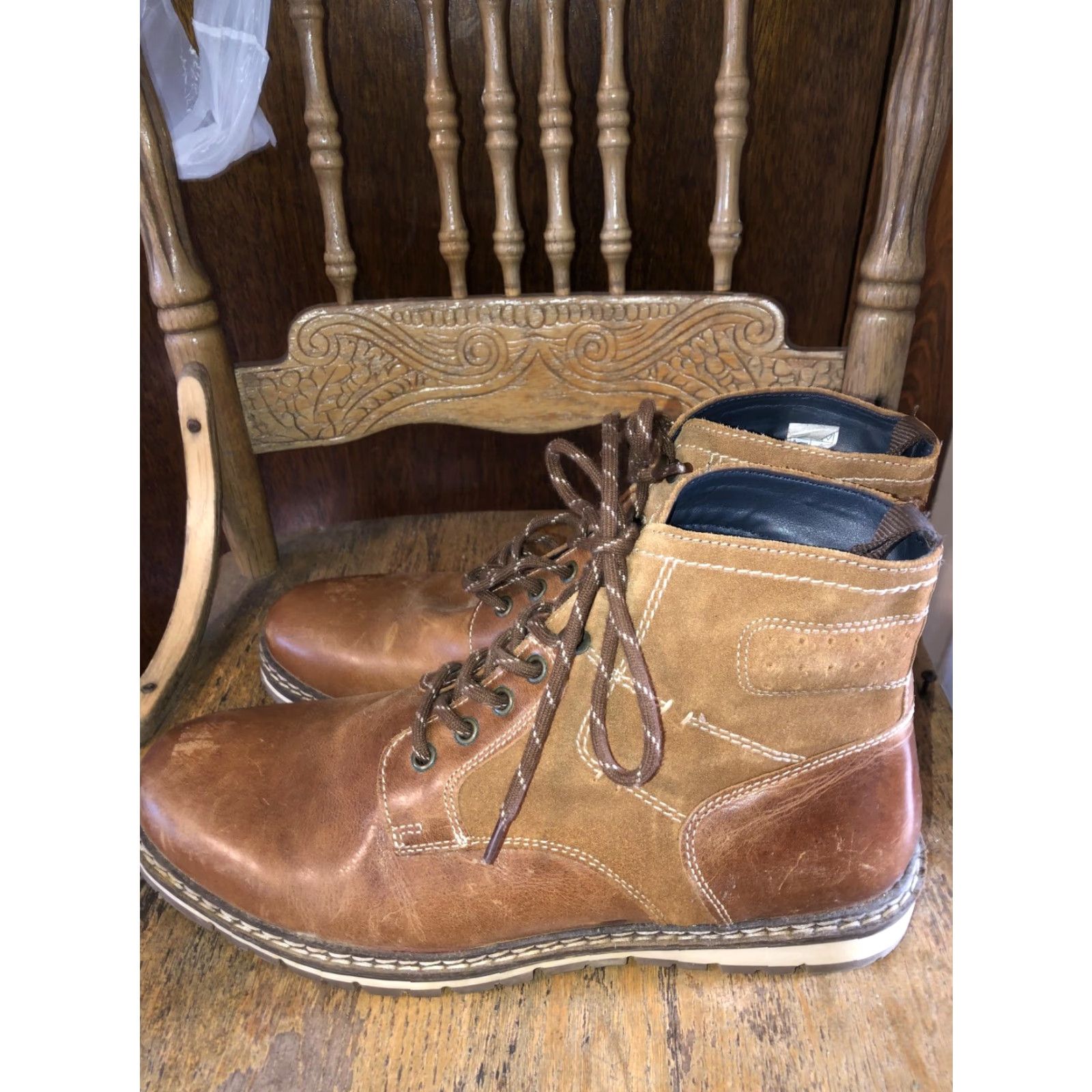 Vintage VINTAGE Crevo Boots Mens 12 Brown Leather Combat Lace Up Drayton CV Lined Casual Size US 12 / EU 45 - 4 Thumbnail