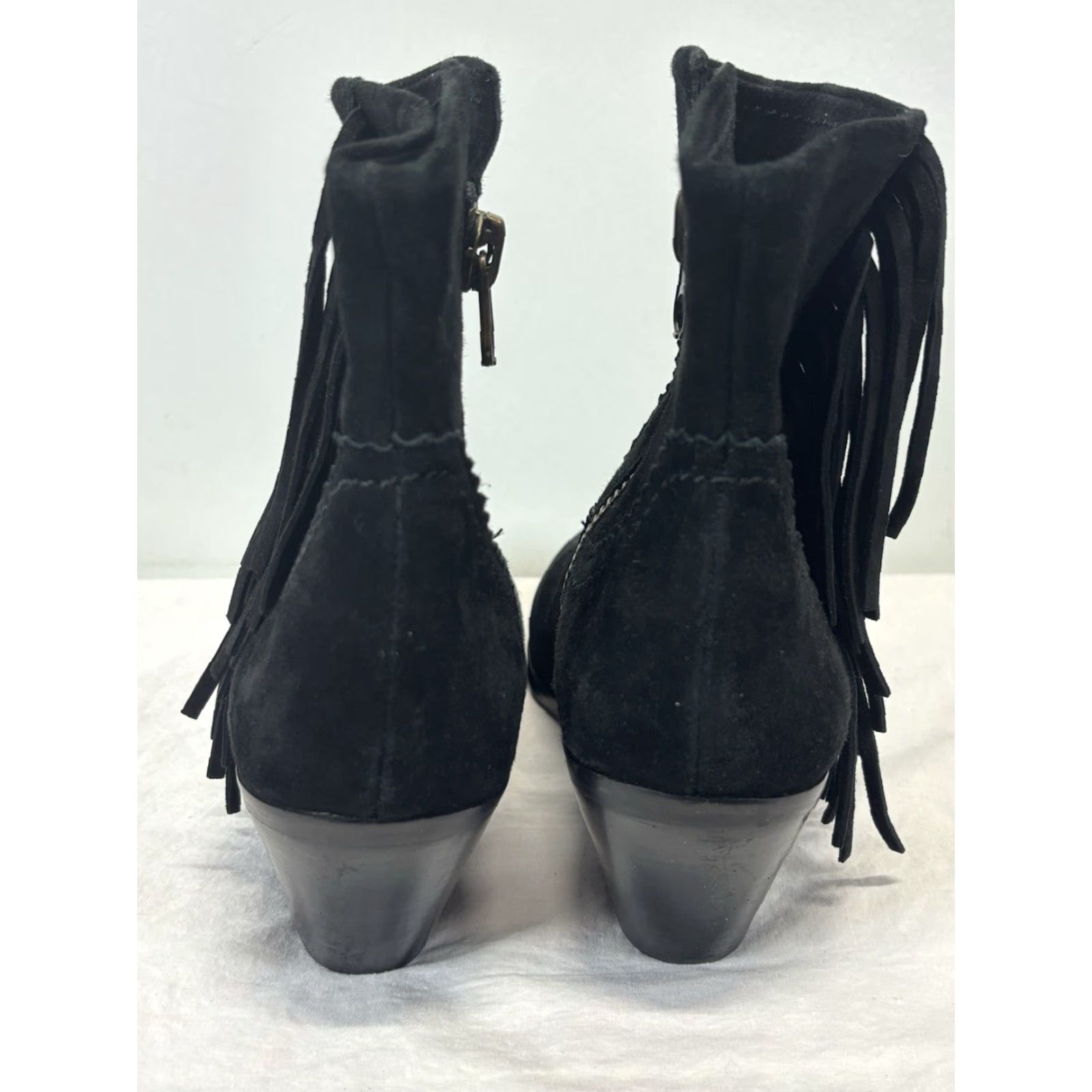 Sam Edelman SAM EDELMAN Louie Suede Boots Size 7 M Black Fringe Western Cowgirl Zip Womens Size US 7 / IT 37 - 4 Thumbnail