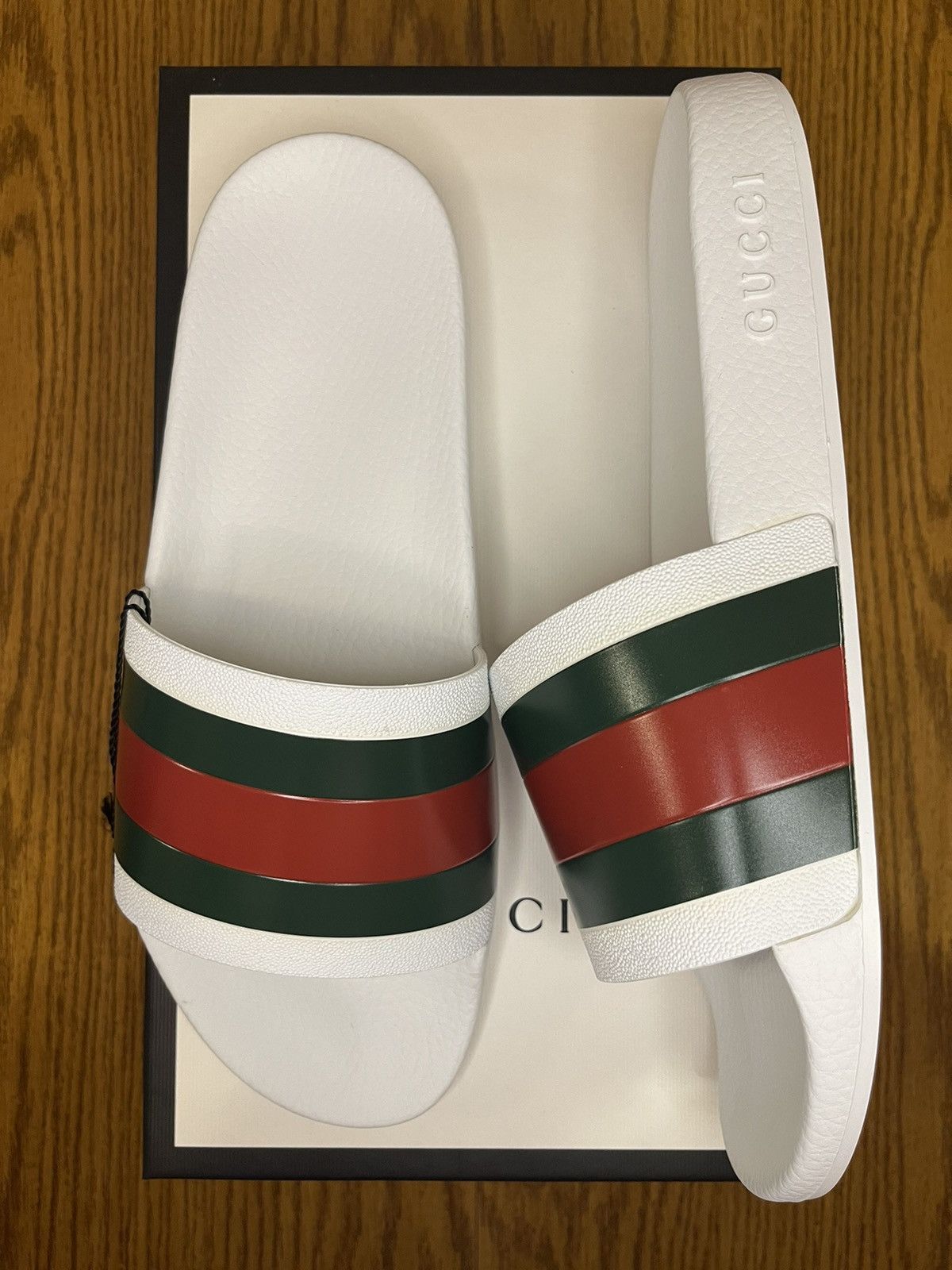 Newest Gucci Web Slide “White” Size 13