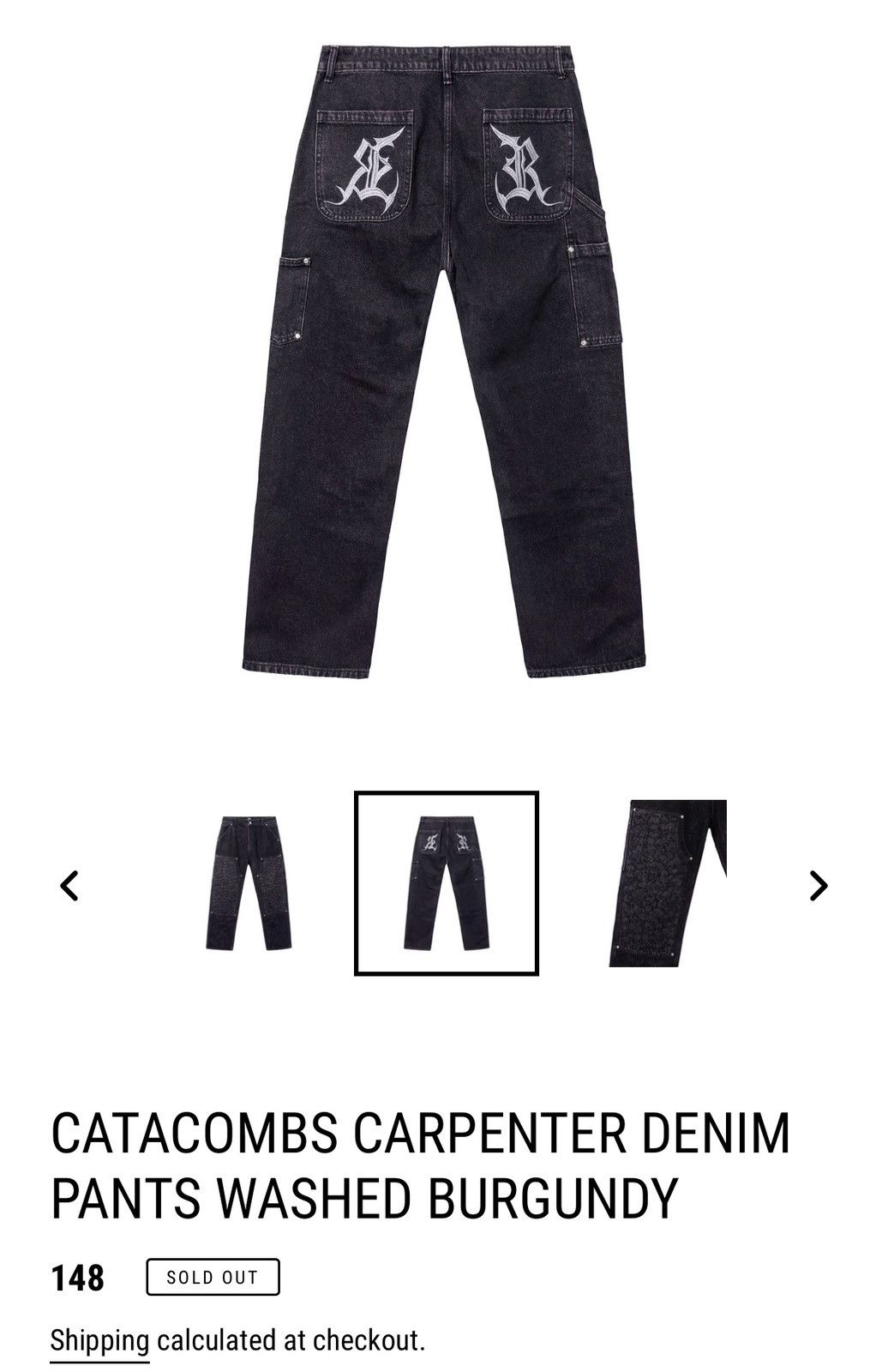 Revenge Revenge Catacombs Carpenter Denim Washed Burgundy Size US 32 / EU 48 - 2 Thumbnail