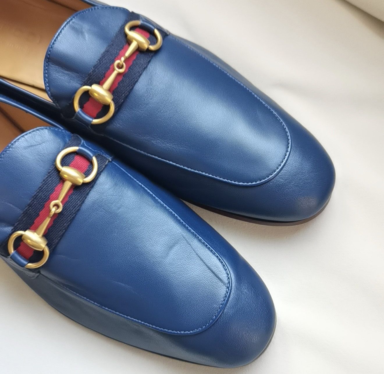 Gucci Gucci Leather Loafers with Horsebit and Web Strap 0079 Size US 8.5 / EU 41-42 - 6 Thumbnail
