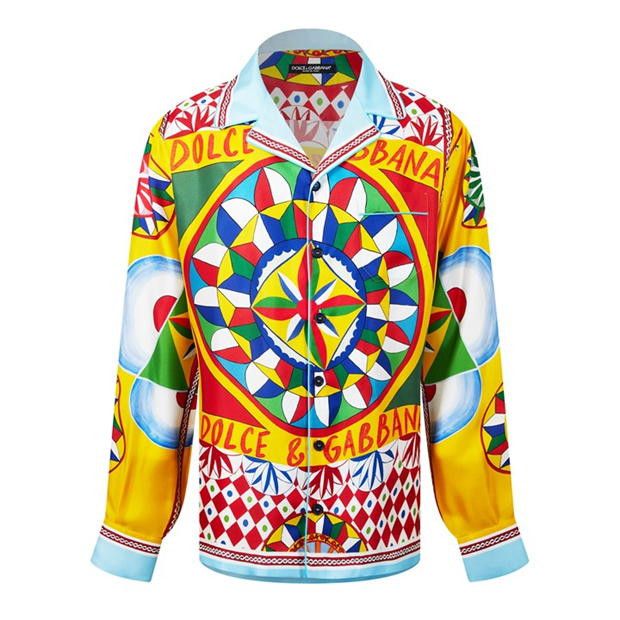 image of Dolce Gabbana O1G2R1Mq0324 Silk Shirts In Multicolor, Men's (Size XL)