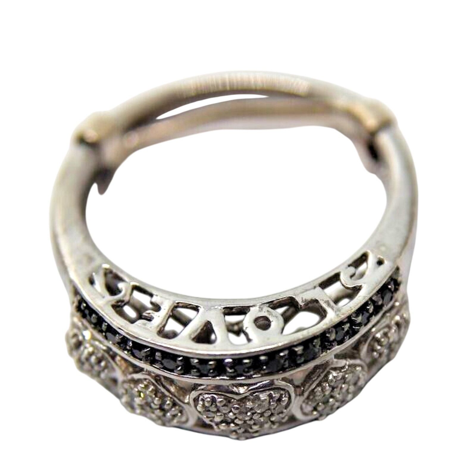 Other LOVE Ring 925 • Diamond Hearts • Sapphire Edge • Size 6 or 5 Size ONE SIZE - 4 Thumbnail