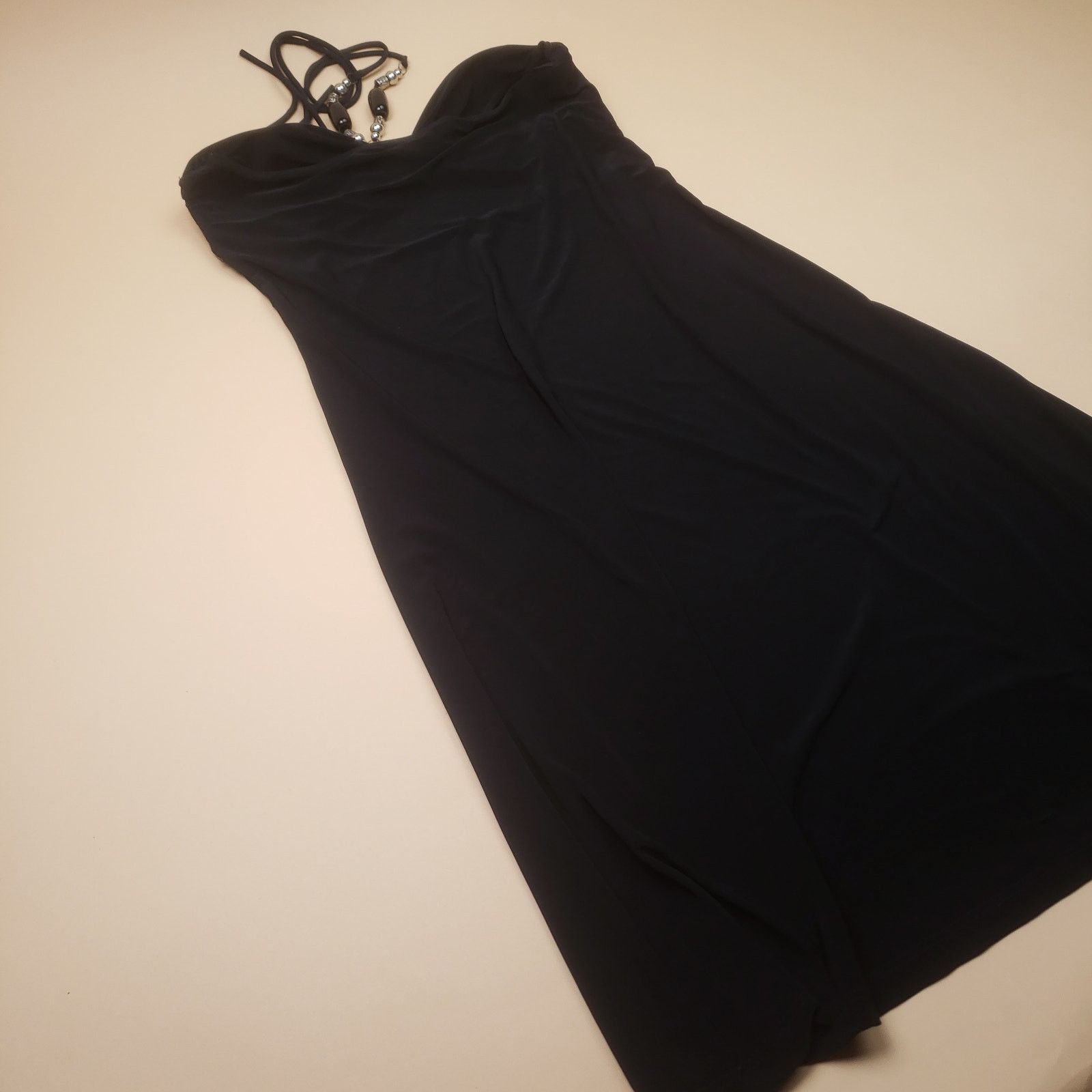 Vintage Vintage Sparkling Stars y2k Black Halter Summer Dress Size L / US 10 / IT 46 - 7 Thumbnail