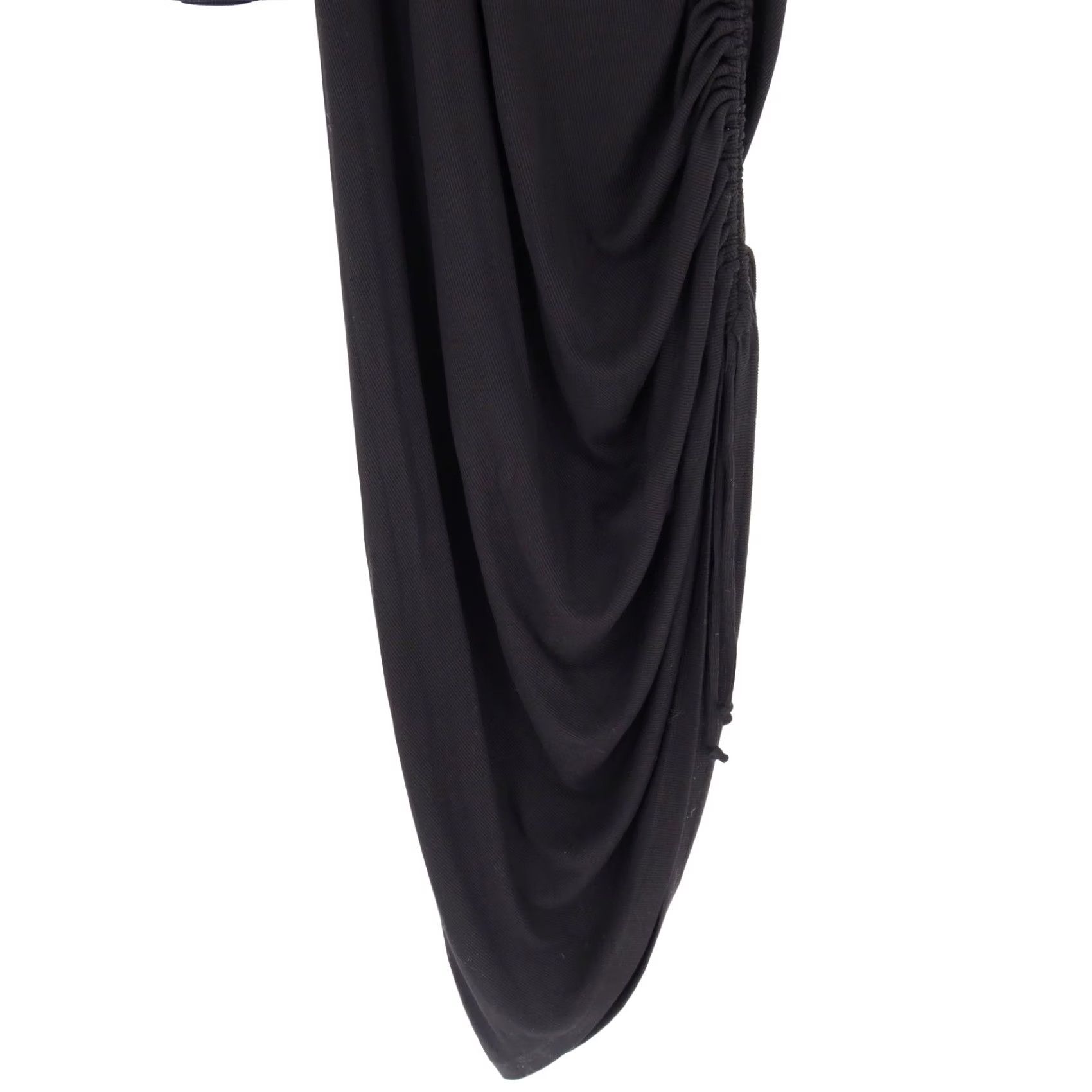 Vintage LNA Dress Black One Shoulder Long Sleeve Ruched Bodycon Womens 2X Size XXL / US 16-18 / IT 52-54 - 7 Thumbnail