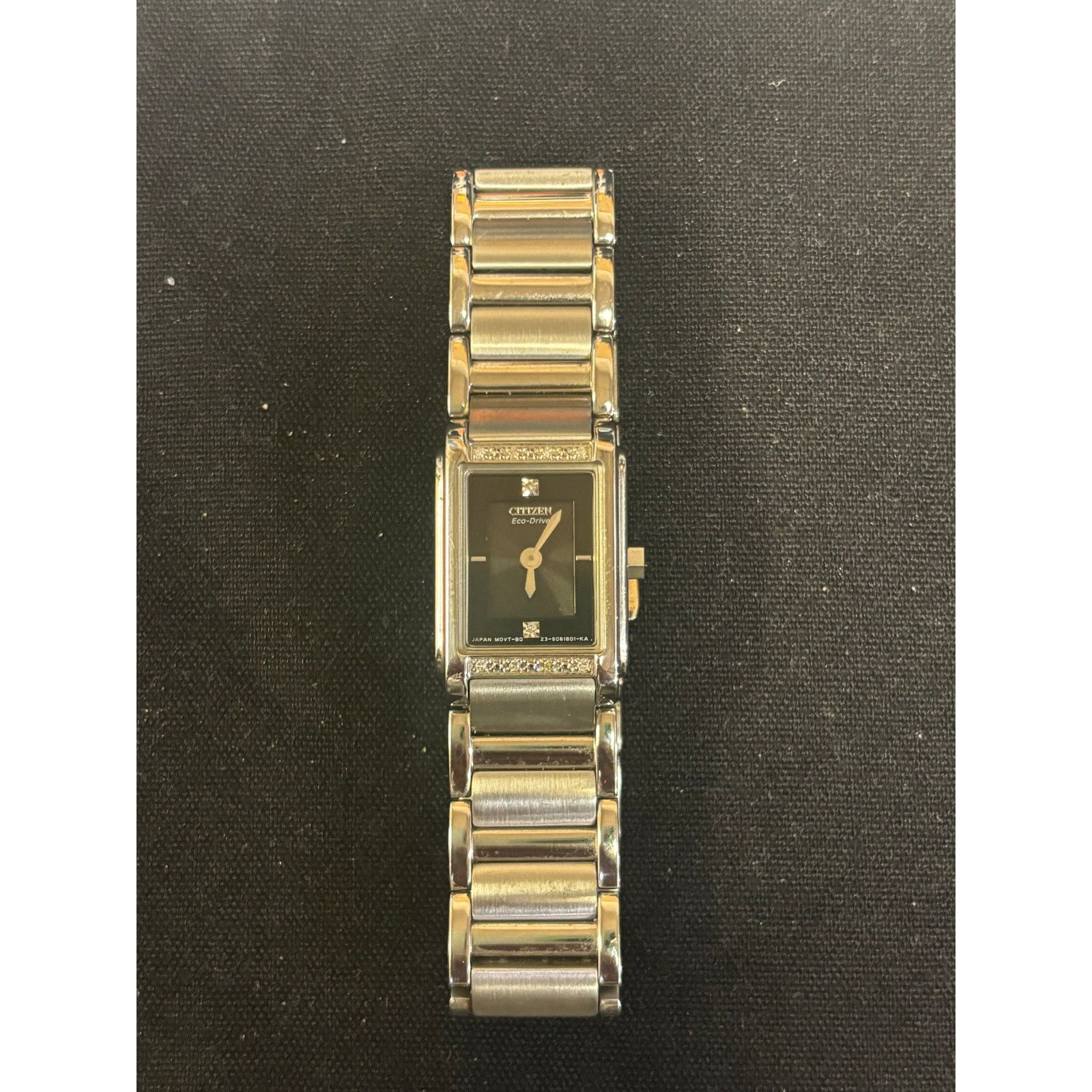 (B).Stroy Citizens Eco-Drive Black Dial Silver Tone Women’s Watch! Size ONE SIZE - 6 Thumbnail
