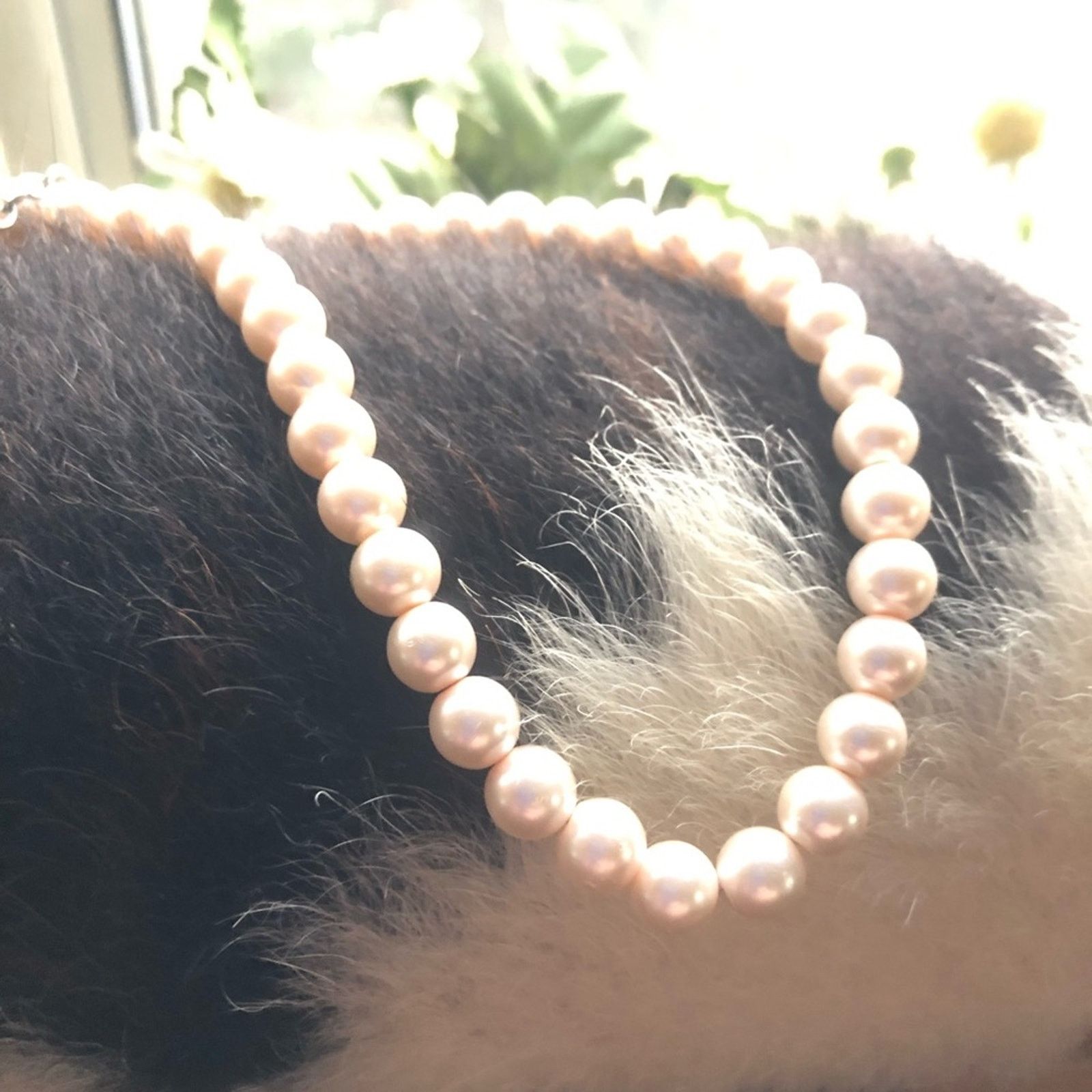 Vintage Vintage light peach glass pearl heart accent necklace Size ONE SIZE - 5 Thumbnail
