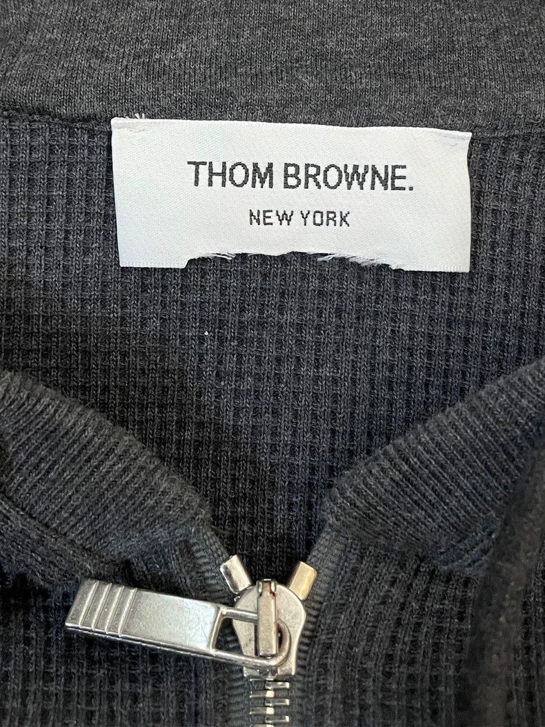 Thom Browne Thom browne Gray four-striped waffe zipper jacket 2504-Next Size US S / EU 44-46 / 1 - 5 Thumbnail
