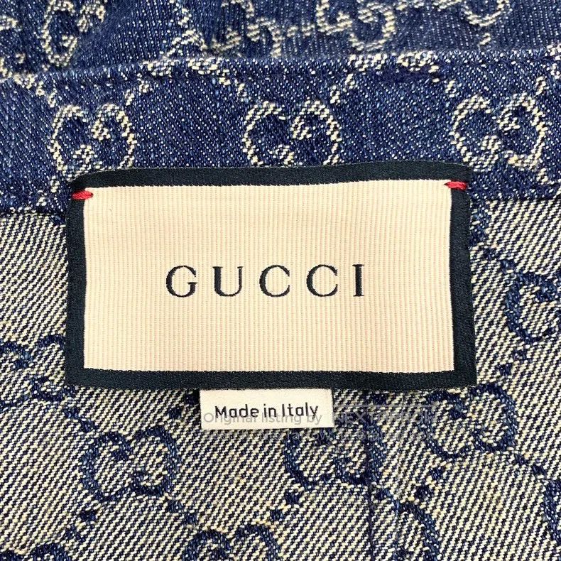 Gucci Gucci Dark blue logo jacquard full-print wool casual denim Size 24" / US 00 / IT 34 - 5 Thumbnail