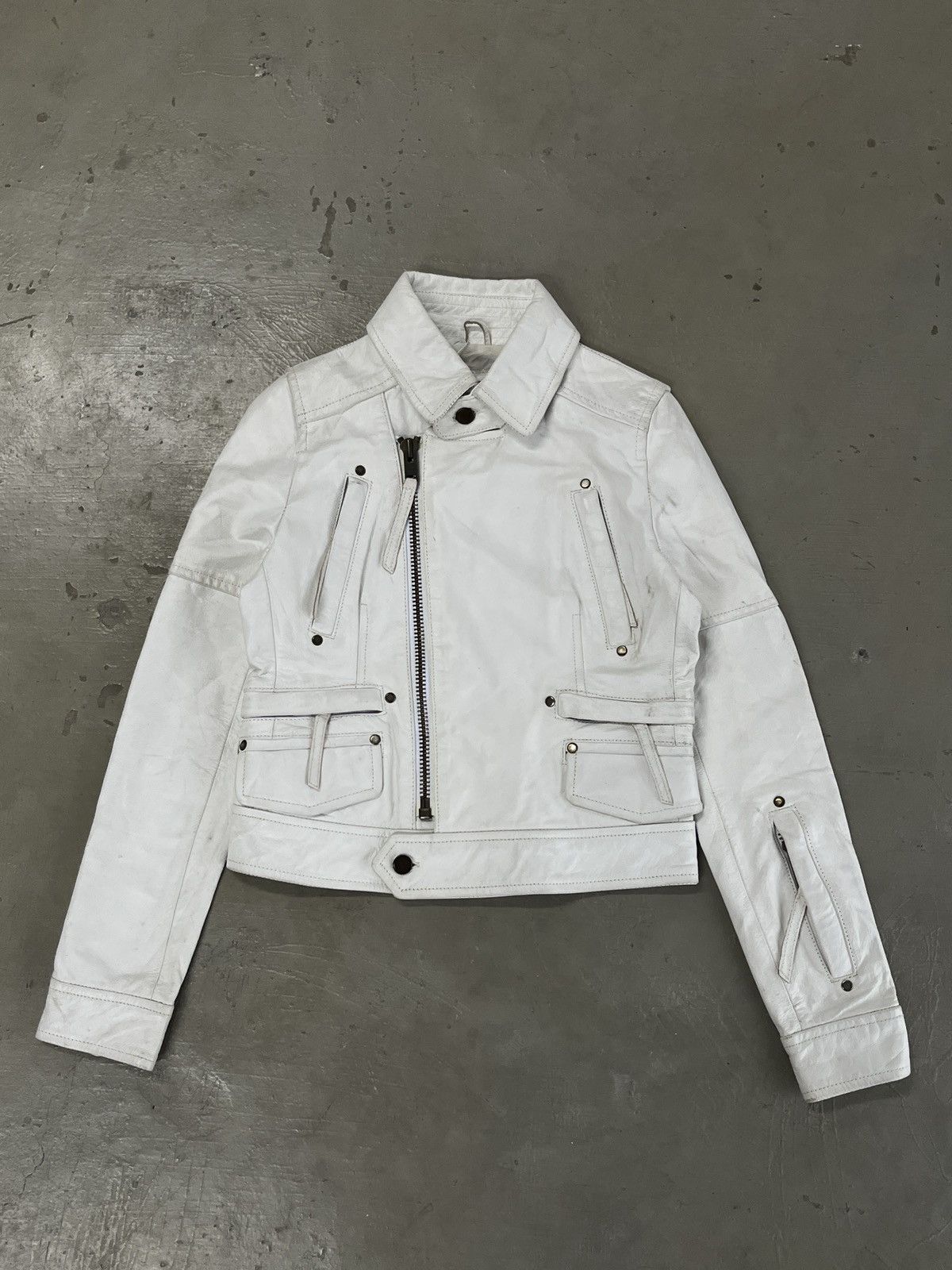 Diesel Y2K Shake-Shake Genuine Leather Double Collar Riding Jacket Size US S / EU 44-46 / 1 - 1 Thumbnail