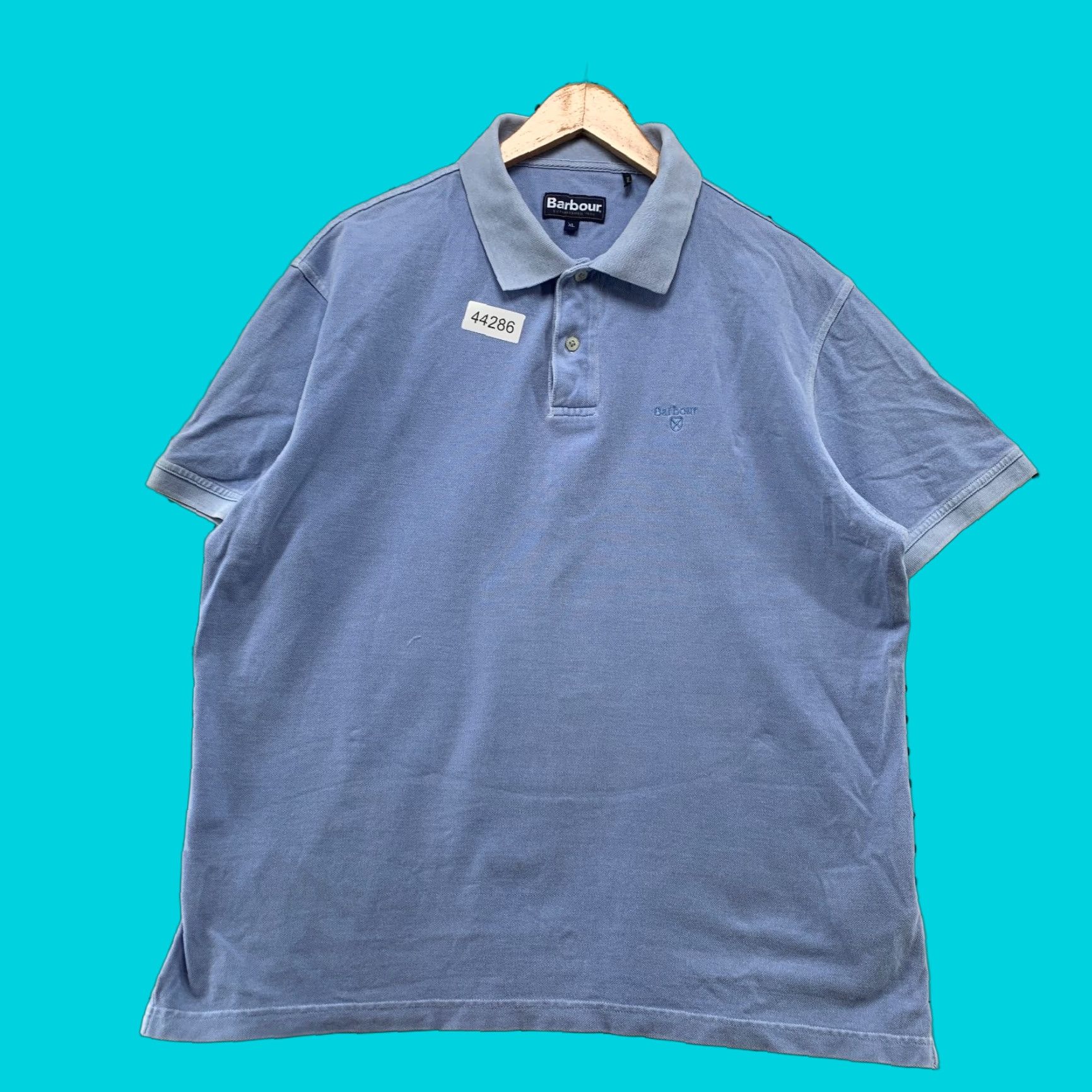 Barbour VINTAGE Barbour Polo Shirt Mens XL Blue Light Washed Cotton Short Sleeve Button Collar Preppy Golf Mens XL Blue Size US XL / EU 56 / 4 - 1 Thumbnail