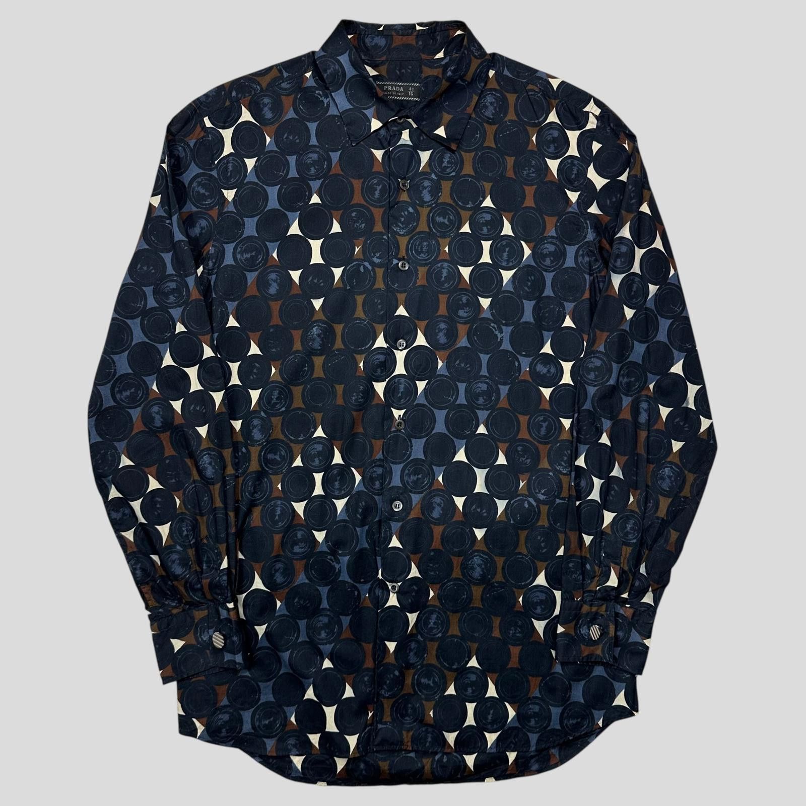 Prada Prada Milano 2006 Diamond and Dots Plaid Print Shirt - M/L Size US M / EU 48-50 / 2 - 1 Thumbnail