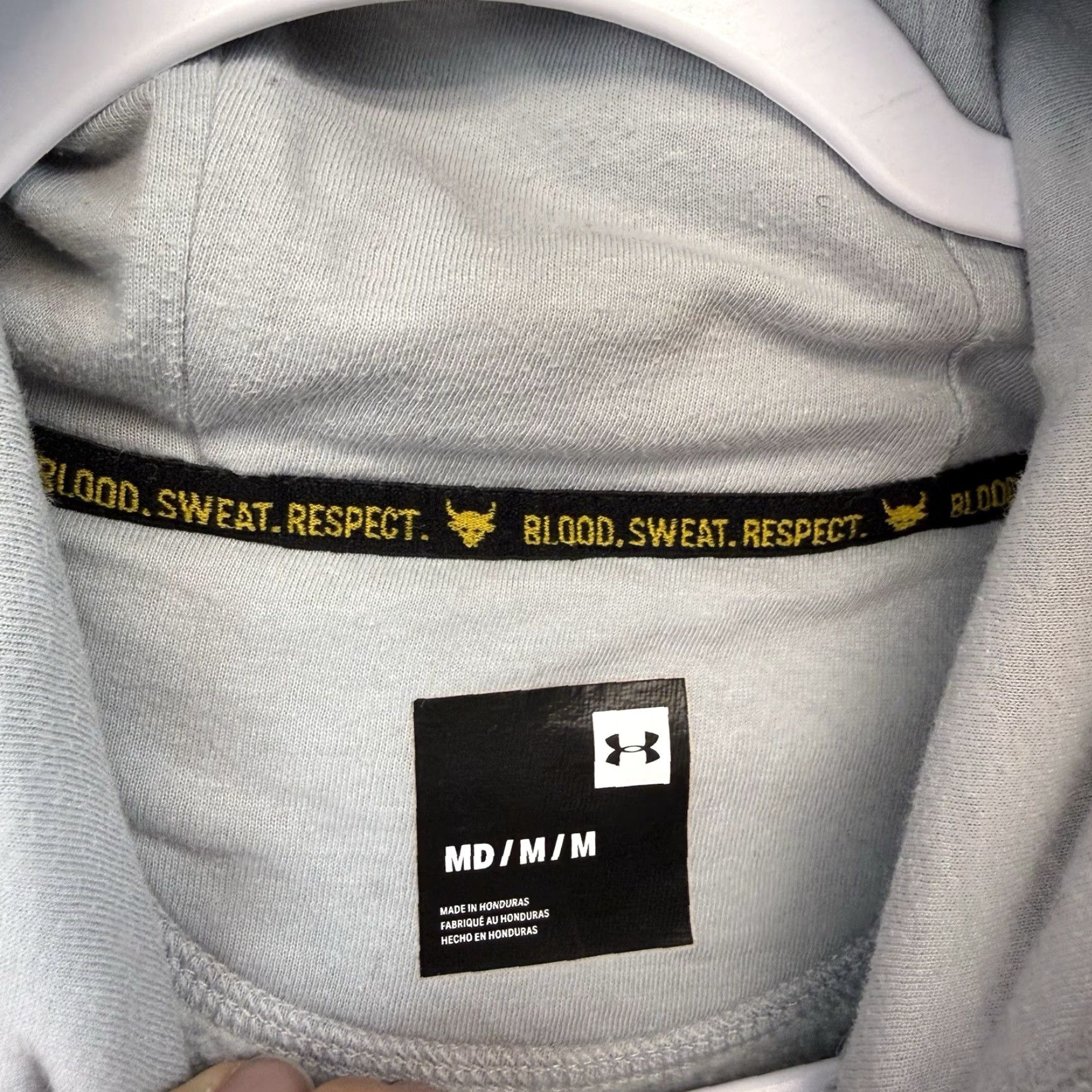 Under Armour Under Armour Project Rock Hooded Sweatshirt Mens Medium Gray Cotton Polyester Fleece Graphic Print Pockets Pullover Size US M / EU 48-50 / 2 - 4 Thumbnail