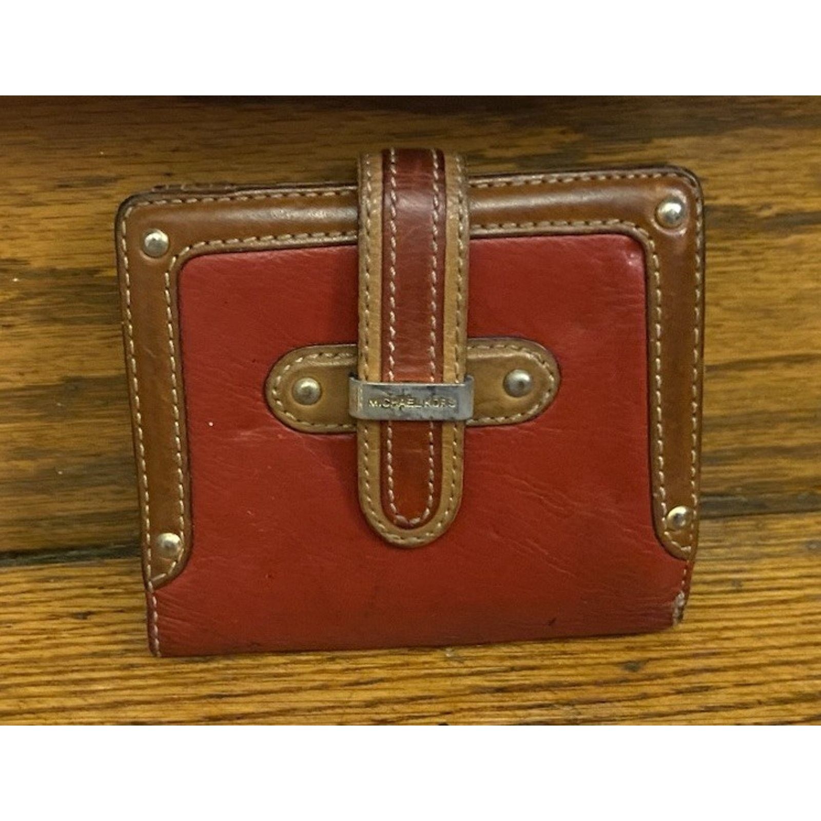 Michael Kors Vintage Michael Kors Trifold Wallet Red Leather Brown Snap Size ONE SIZE - 1 Thumbnail