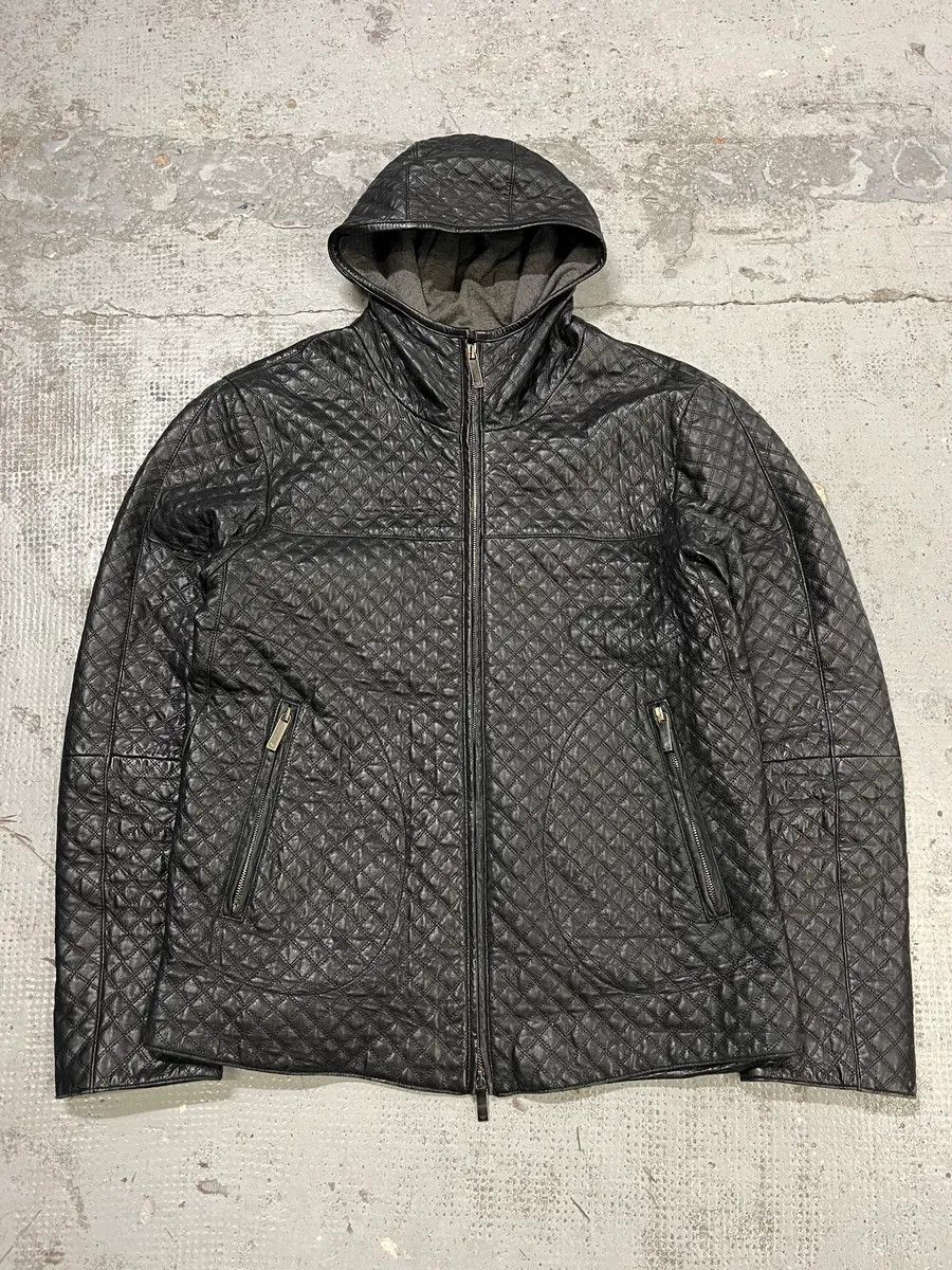 Emporio Armani 2010s Emporio Armani Quilted Black Ninja Hooded Leather Jacket Size US M / EU 48-50 / 2 - 1 Thumbnail