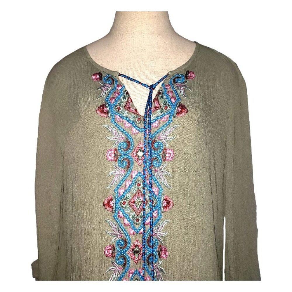 Designer CT1572 Soft Surroundings Olive Long Sleeve Maxi Dress M Size M / US 6-8 / IT 42-44 - 2 Thumbnail