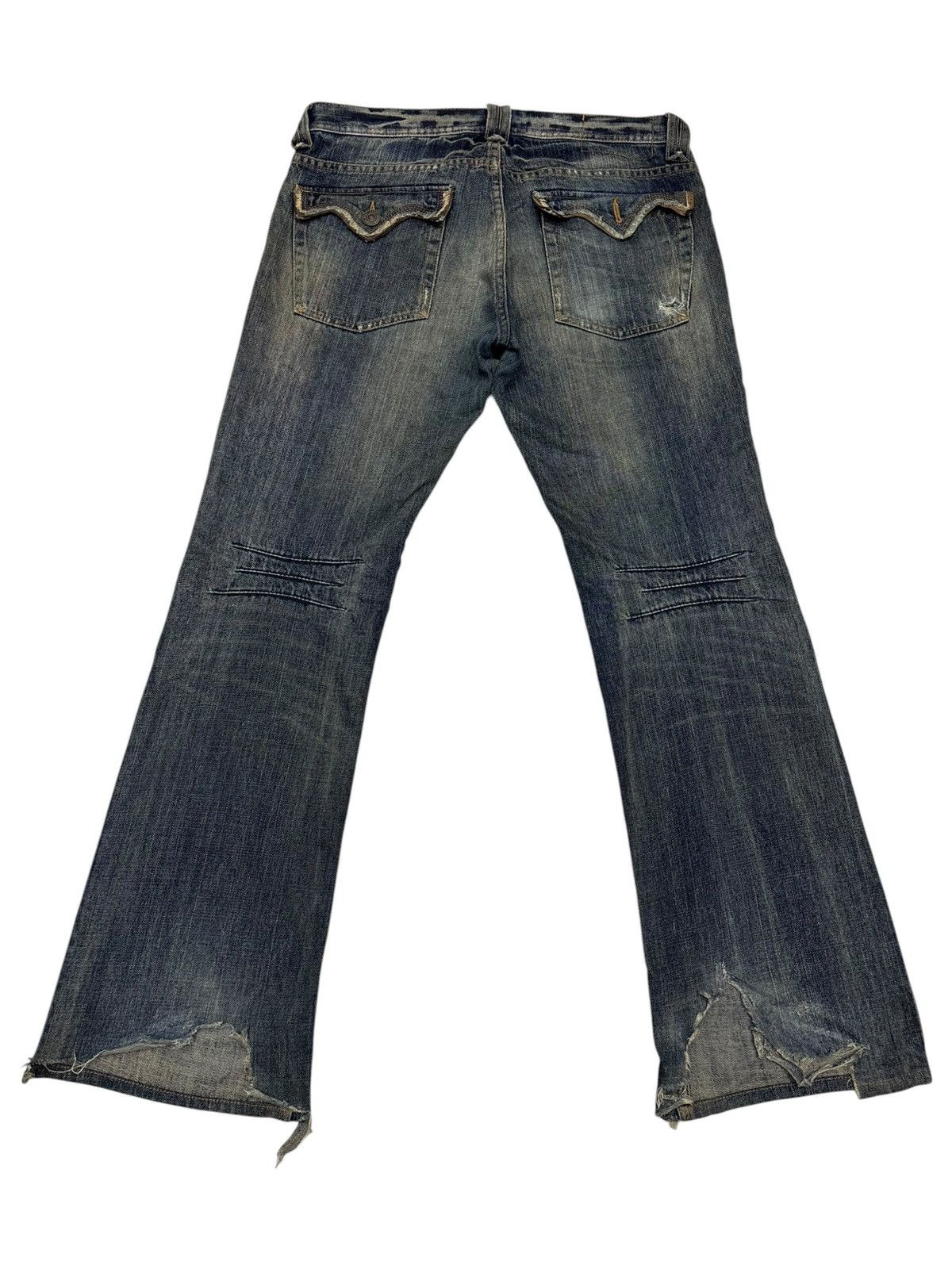 Tornado Mart Flare Jeans EDGE RUPERT Japan Mud Wash Distressed Denim Jean Size US 34 / EU 50 - 2 Thumbnail