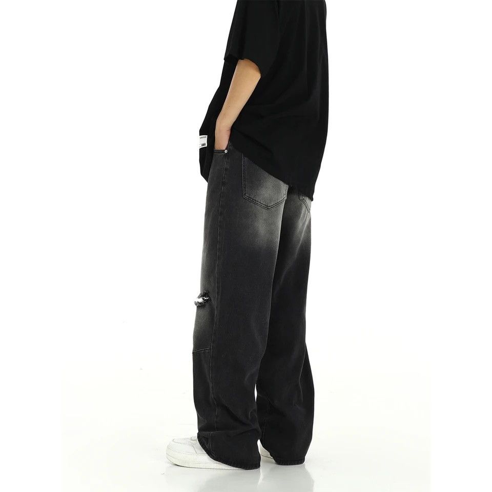 Japanese Brand × Vintage Black Ripped Jeans Men Street Fashion Casual Size US 35 - 3 Thumbnail