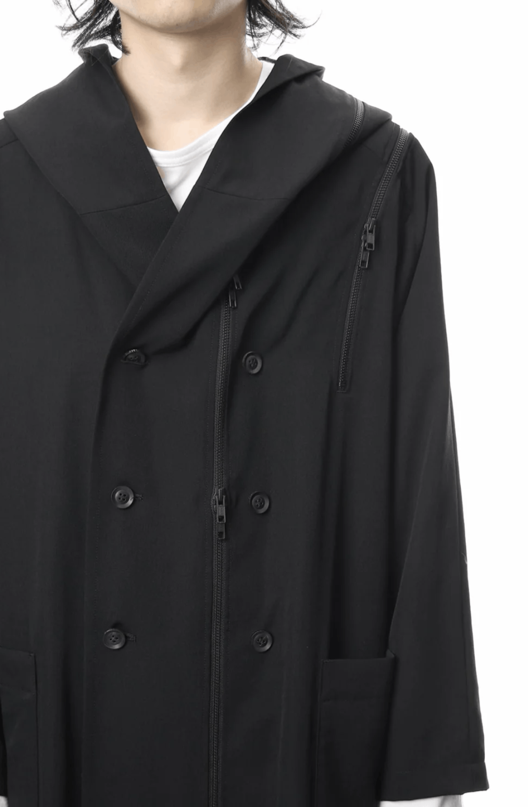 専用　B Yohji Yamamoto Puff Long Coat Yohji Yamamoto Hooded Big Dresses (Black) -FASCINATE
