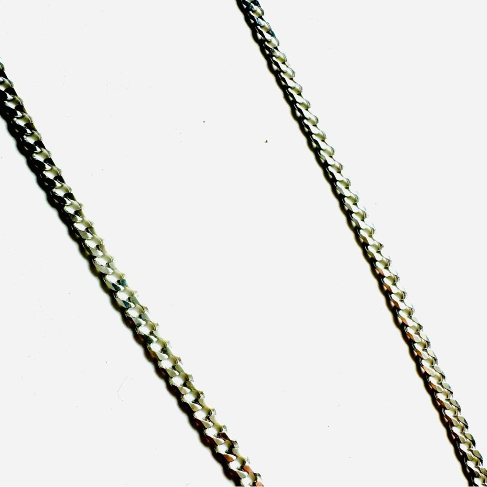 Sterling Silver NEW .925 Solid Silver 18” Chain Cuban Link Diamond Necklace Size ONE SIZE - 14 Thumbnail