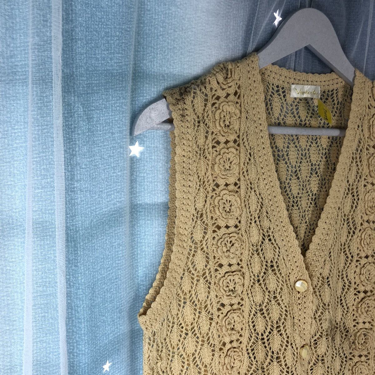 Homespun Knitwear Venticella Brown Mesh Net Crochet Vest Cardigan #7408 Size M / US 6-8 / IT 42-44 - 9 Thumbnail
