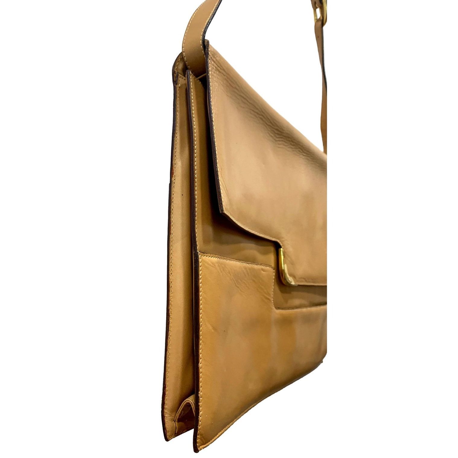Genuine Leather × Vintage Vintage 70s Camel Leather Attache Shoulder Bag Briefcase Size ONE SIZE - 5 Thumbnail