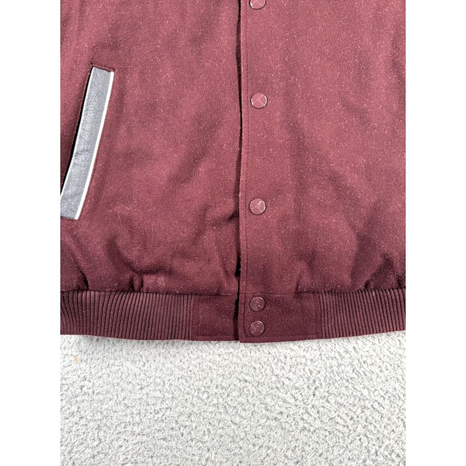 Jordan Brand VINTAGE Jordan Flight Varsity Jacket Mens Large Burgundy Charcoal Jumpman Wool Leather Size US L / EU 52-54 / 3 - 4 Thumbnail