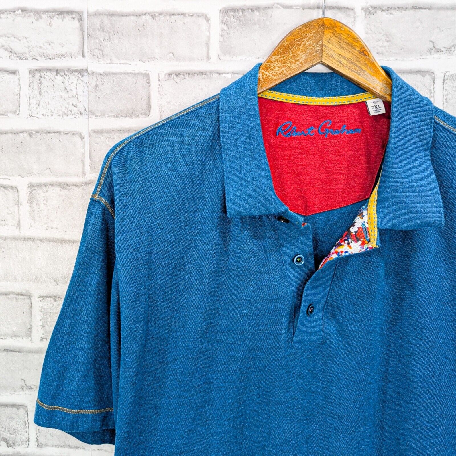 Robert Graham Robert Graham Men's Short Sleeve Polo Shirt in Blue Size US XXL / EU 58 / 5 - 5 Thumbnail