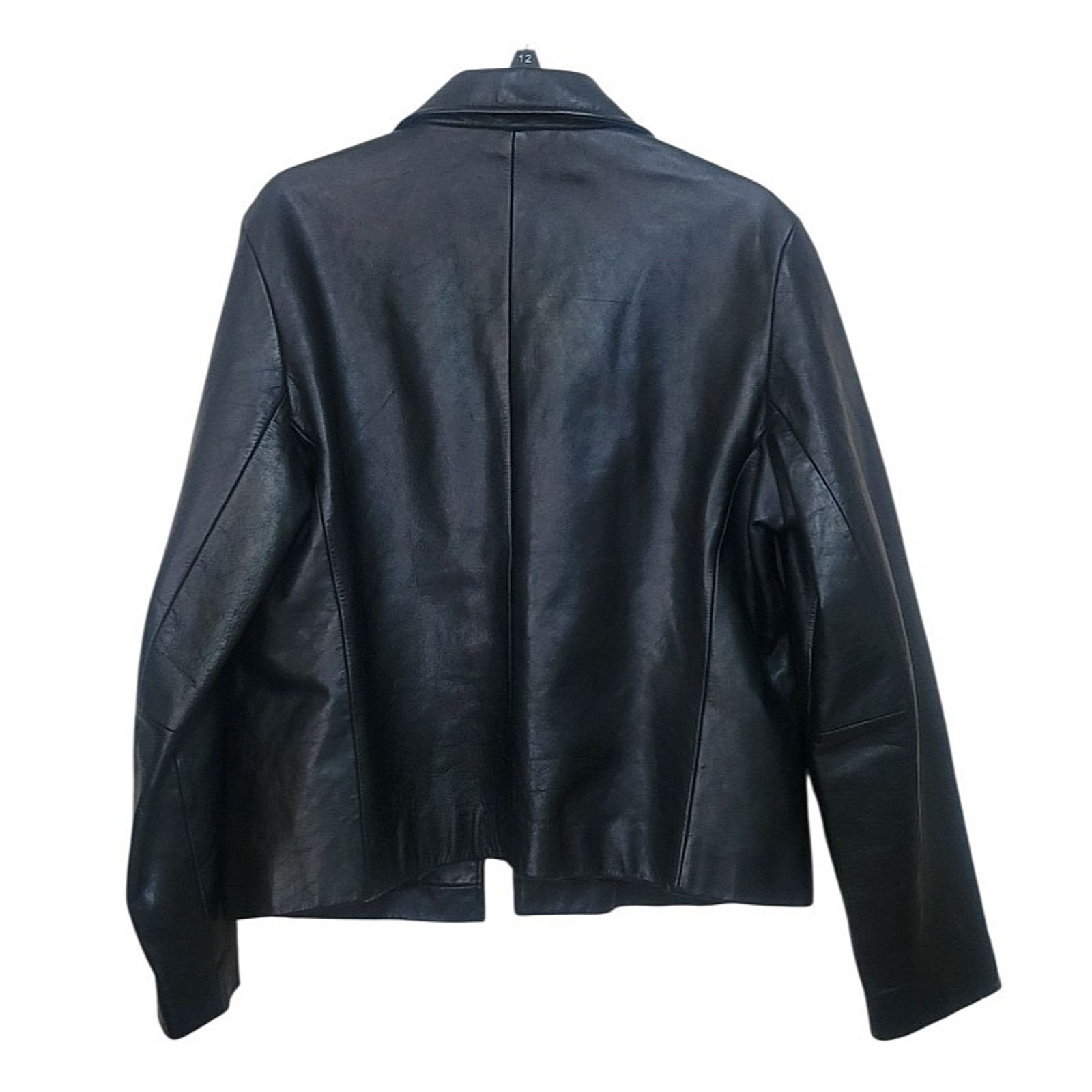 J.Crew J Crew Women Leather jacket black oil slick iridescent Sz L Size L / US 10 / IT 46 - 2 Thumbnail