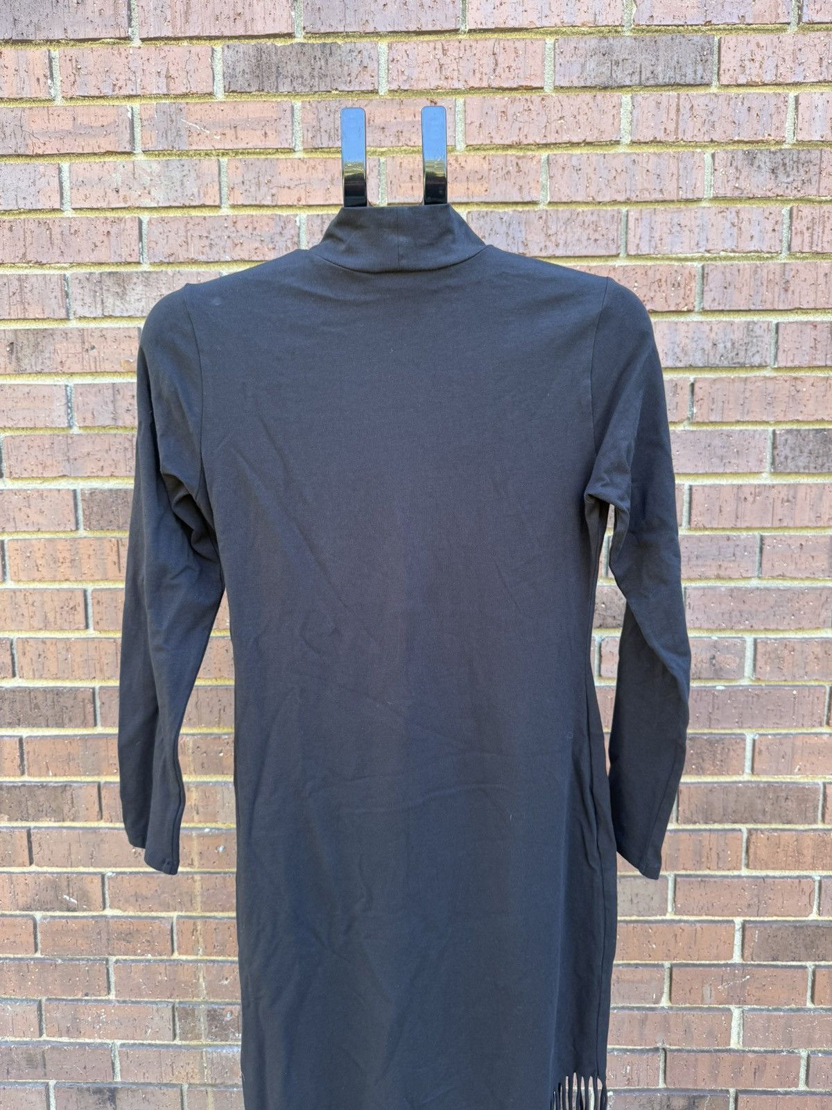 H&M H&M Solid Black Fringe Long Sleeve Dress Mock Neck Size M / US 6-8 / IT 42-44 - 8 Thumbnail