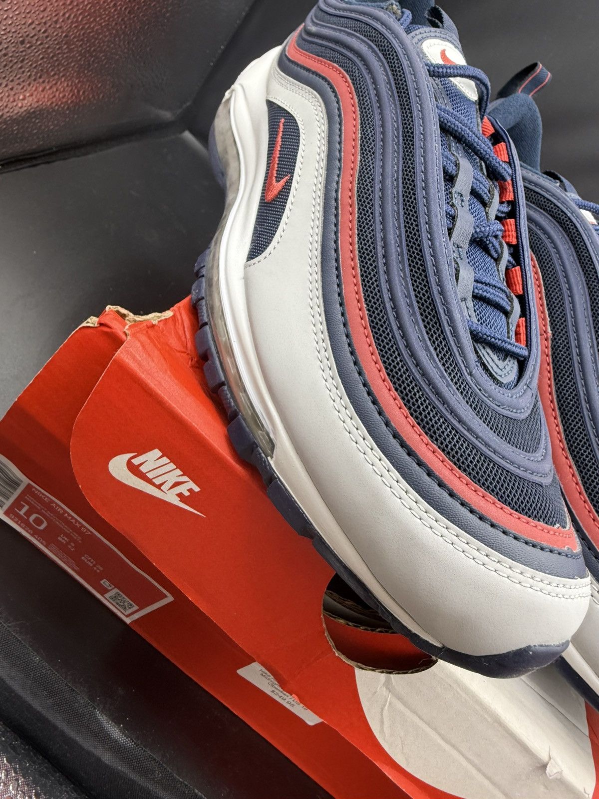Nike NIKE AIR MAX 97 MIDNIGHT NAVY/TRACK RED Size US 10 / EU 43 - 2 Thumbnail