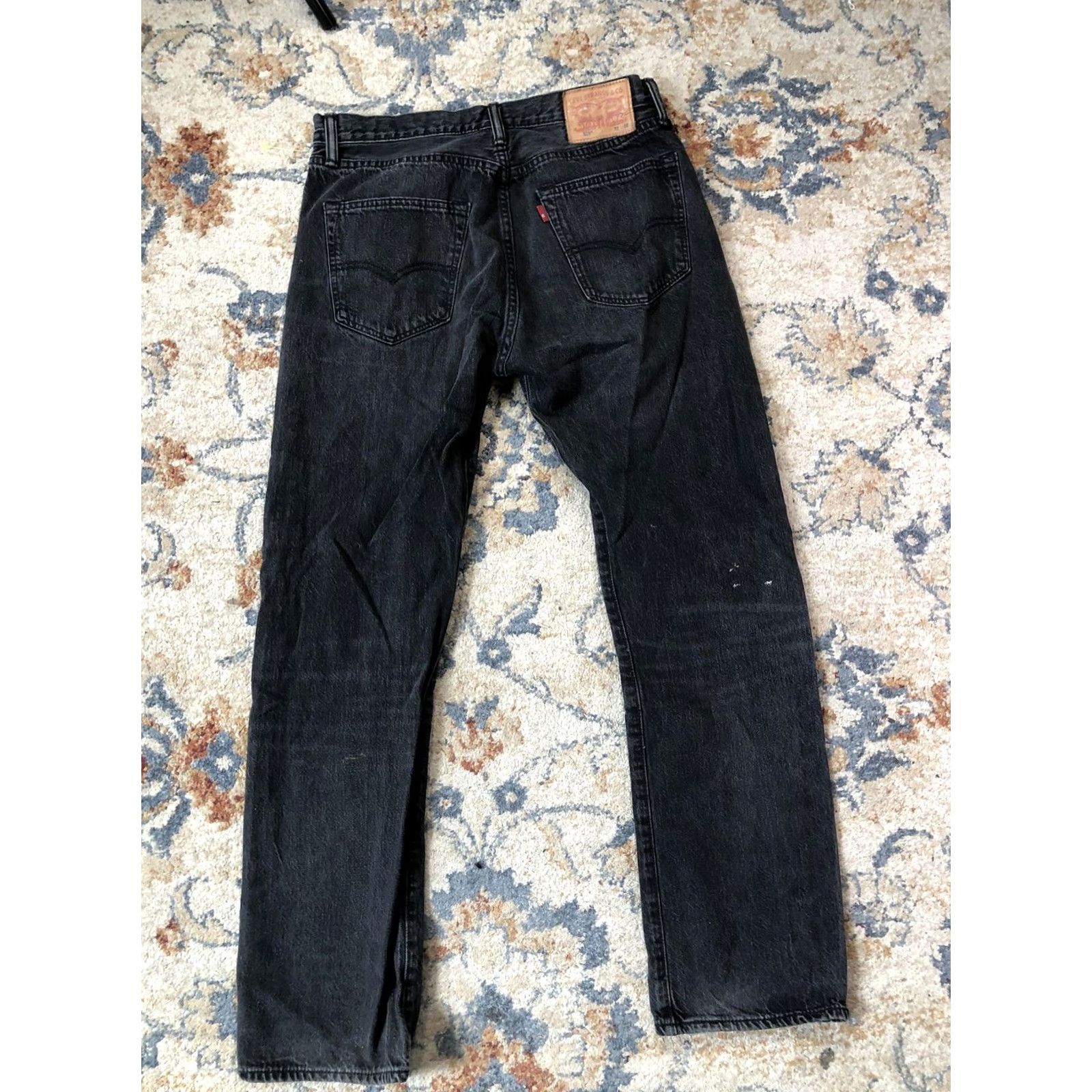 Levi's Levi's 501 Jeans Mens 32x31 Black Charcoal Wash Straight Leg Button Fly Denim Size US 32 / EU 48 - 7 Thumbnail