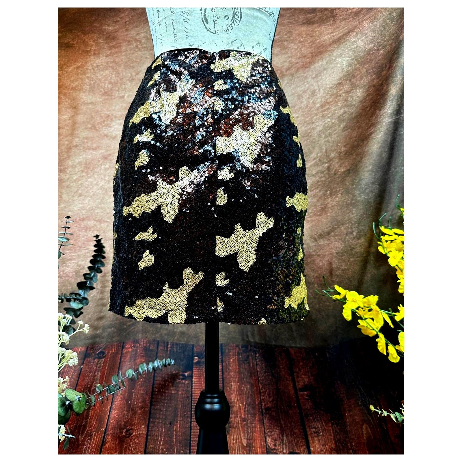 Other 382 Sequined Camouflage Mini Skirt - Brown Multi - size S Size 28" / US 6 / IT 42 - 14 Thumbnail
