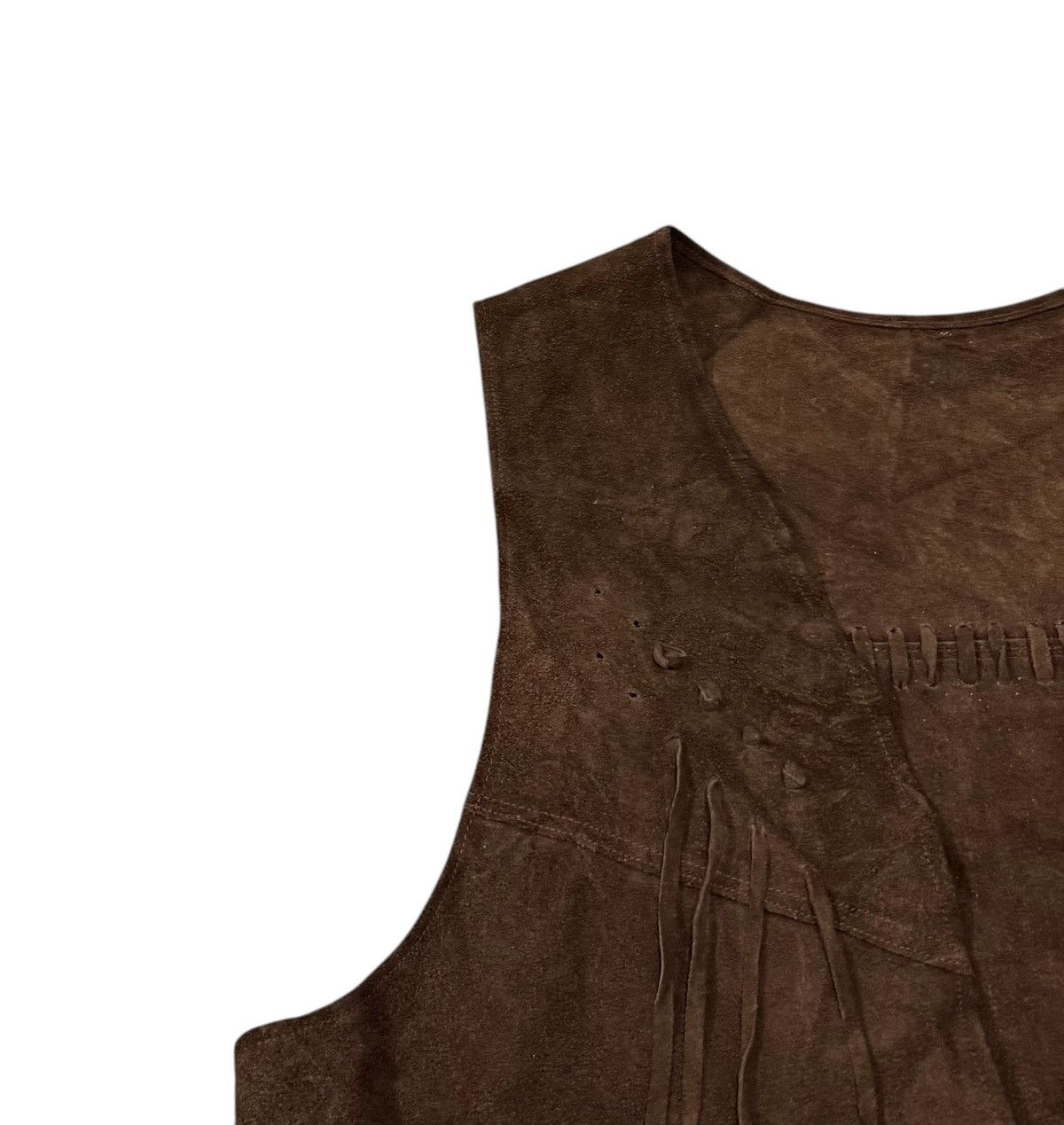 Schott Vintage Cowboy Style Fringes Brown Leather Vest Jacket Size US S / EU 44-46 / 1 - 5 Thumbnail