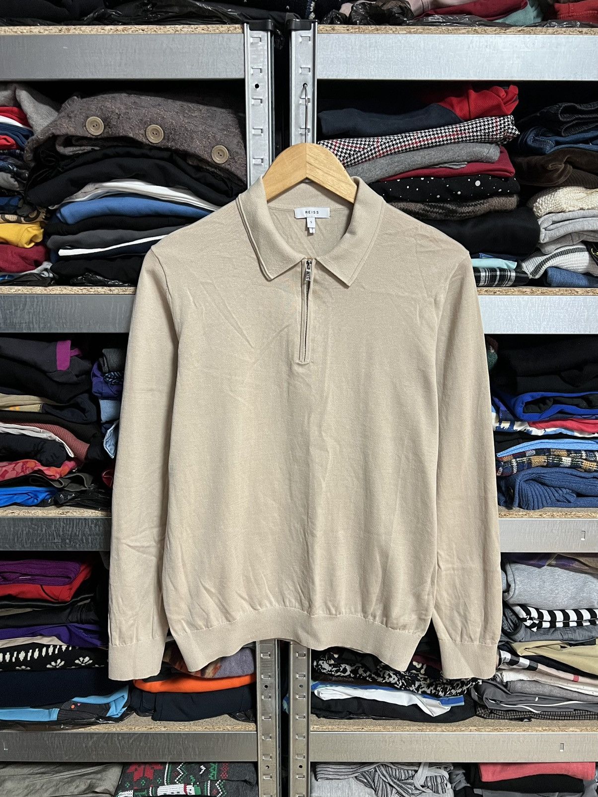 Reiss Reiss 1/4 Zip Collared Beige Sweater S Long Sleeve Pullover Size US S / EU 44-46 / 1 - 1 Thumbnail