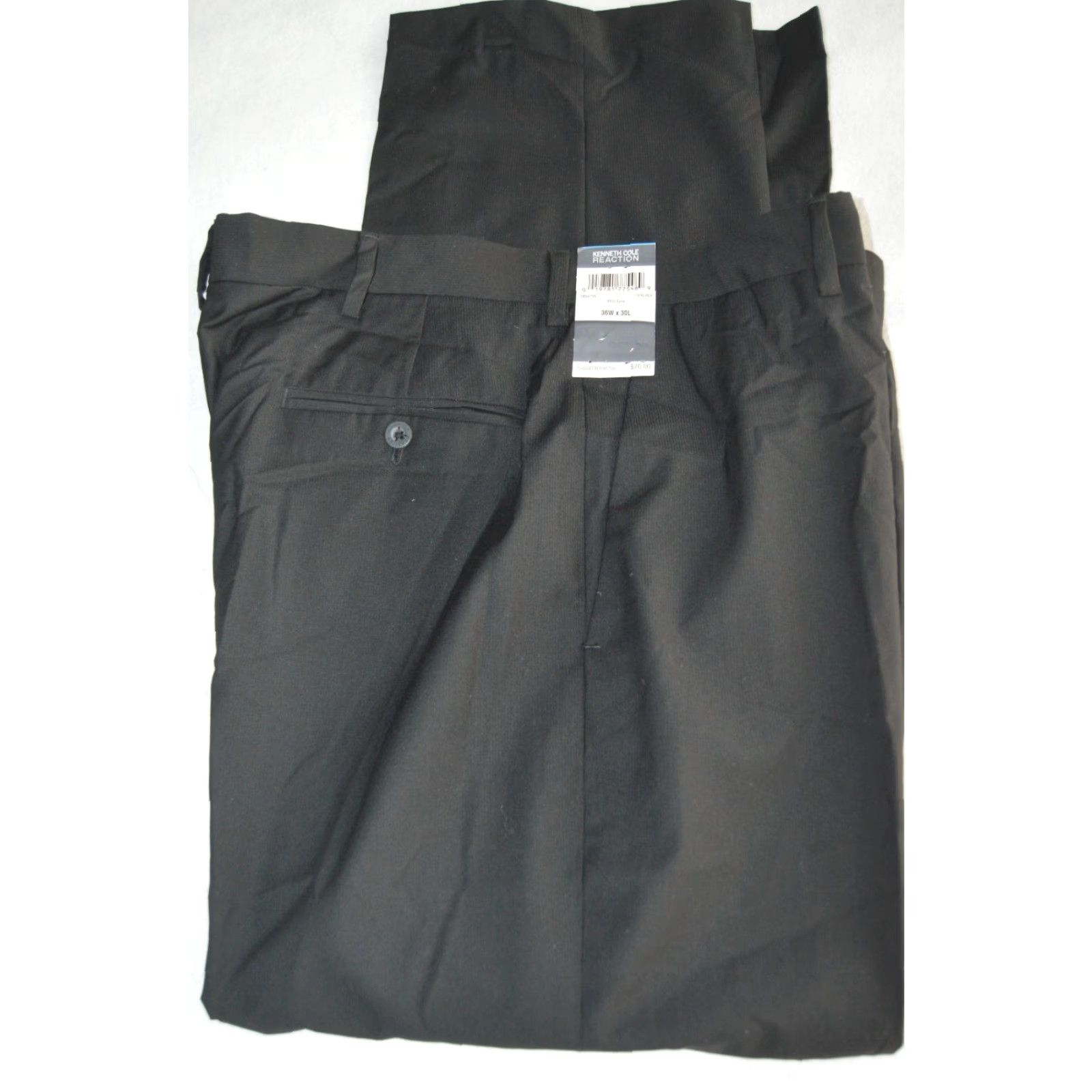 Kenneth Cole KENNETH COLE REACTION Flat Front PANTS Black mini cord SIZE 36 x 30 NWT Size US 36 / EU 52 - 4 Thumbnail