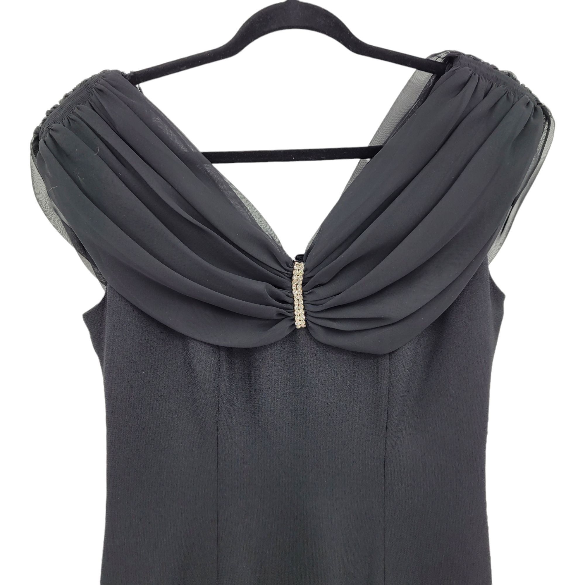 Vintage Vtg 80's Little Black Dress Sz 8 Cocktail Jewel Sheer Draped Size M / US 6-8 / IT 42-44 - 4 Thumbnail