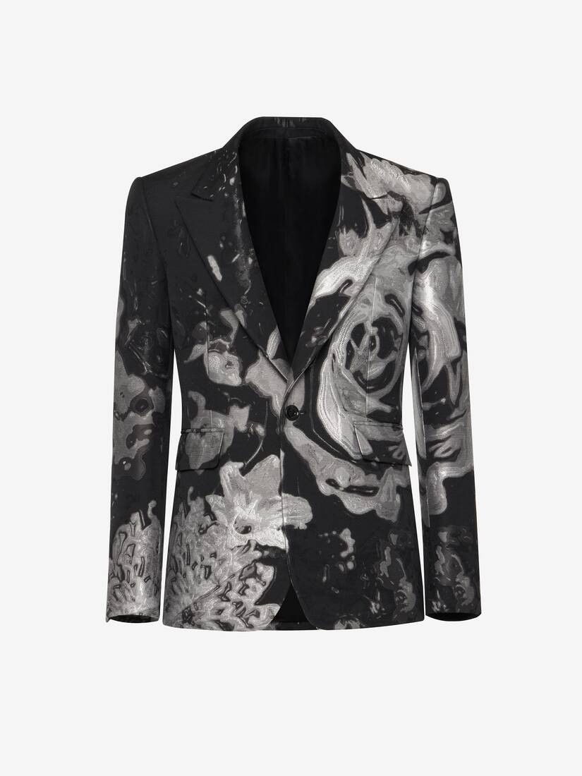 Alexander McQueen o1w1db10725 Wax Flower Single-Breasted Jacket Black/Silver Size US S / EU 44-46 / 1 - 1 Thumbnail