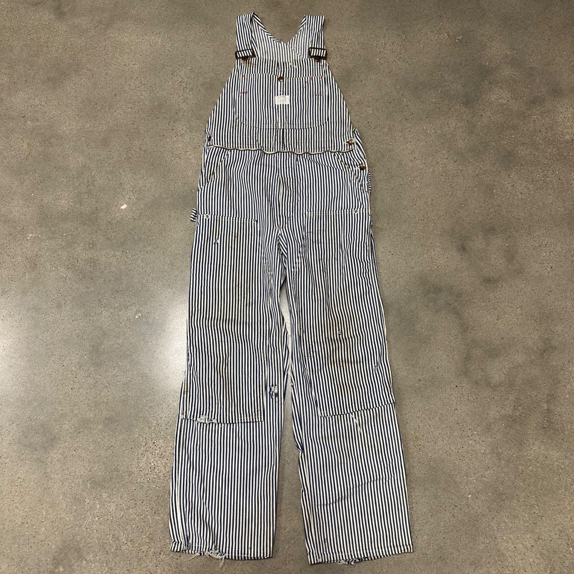 ~50's　BIG　MAC　Hickory　Stripe　All-In-One Vintage Big Mac Hickory Stripe Distressed Overalls, Work