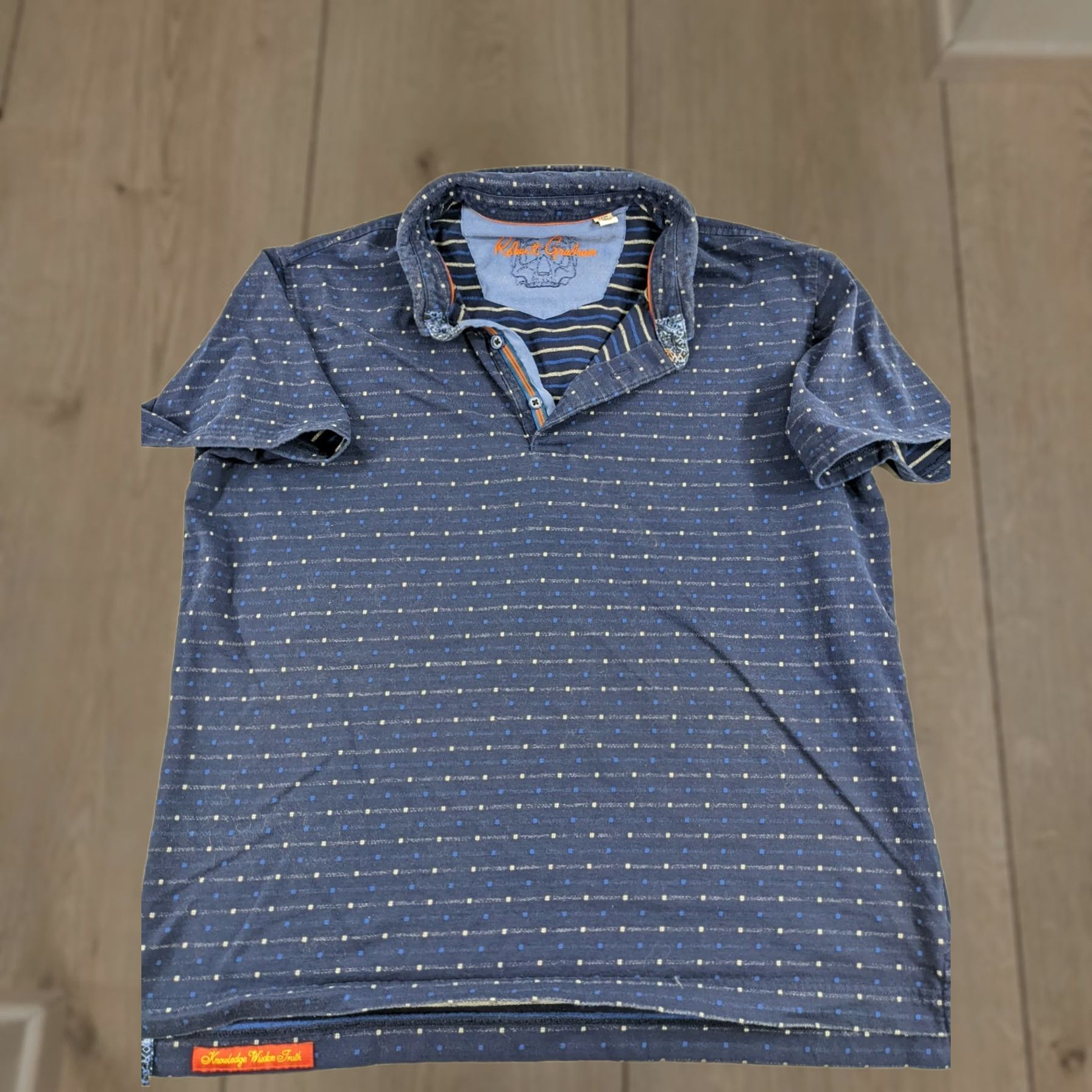 Robert Graham Robert Graham Polo Shirt Adult Medium Navy Blue Static Dot 3 Button Size US M / EU 48-50 / 2 - 1 Thumbnail
