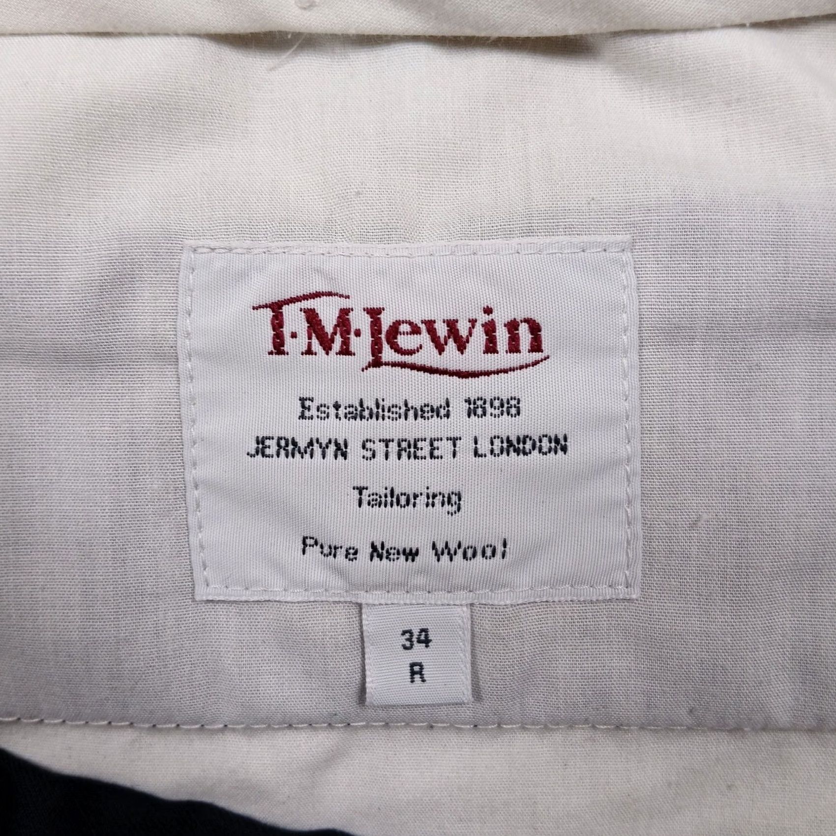 Vintage T.M.Lewin Dress Pants 34R Navy Pure New Wool Tailored Fit London Size US 34 / EU 50 - 4 Thumbnail