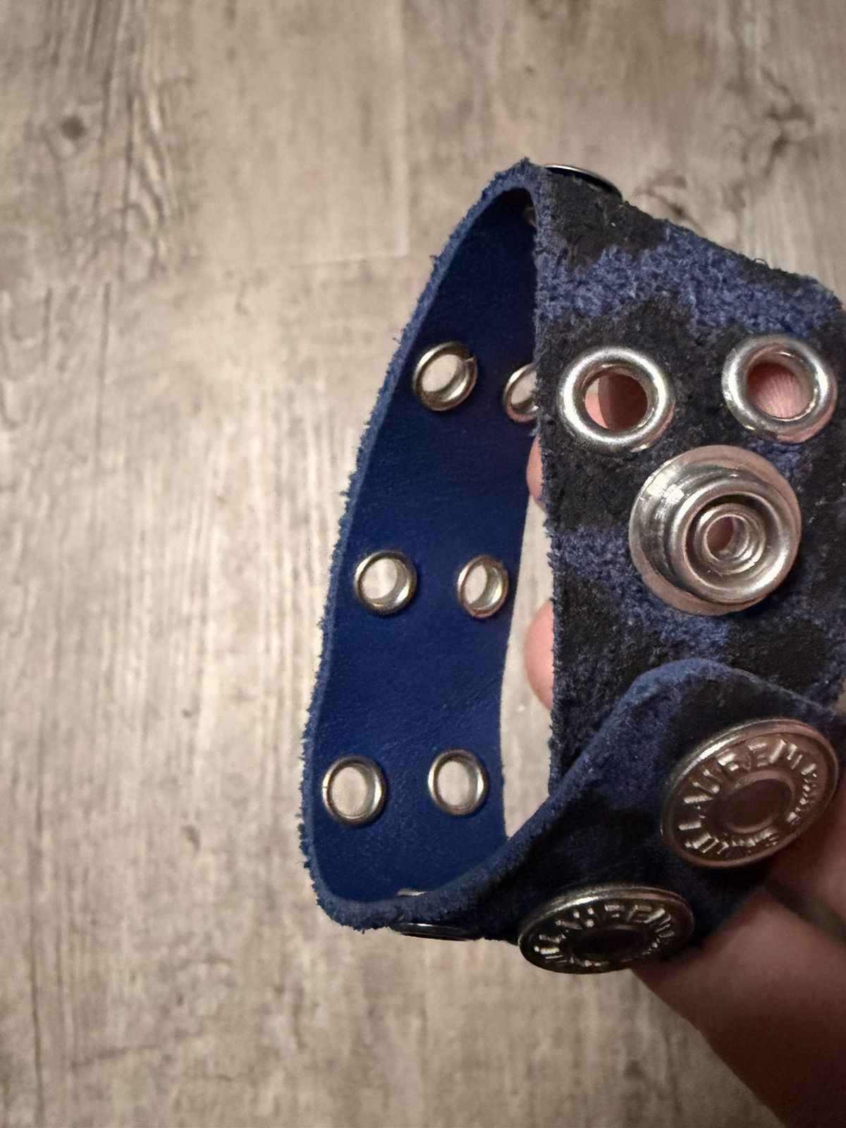 Saint Laurent Paris Sample hedi blue black leopard Studded Leather Cuff bracelet Size ONE SIZE - 3 Thumbnail