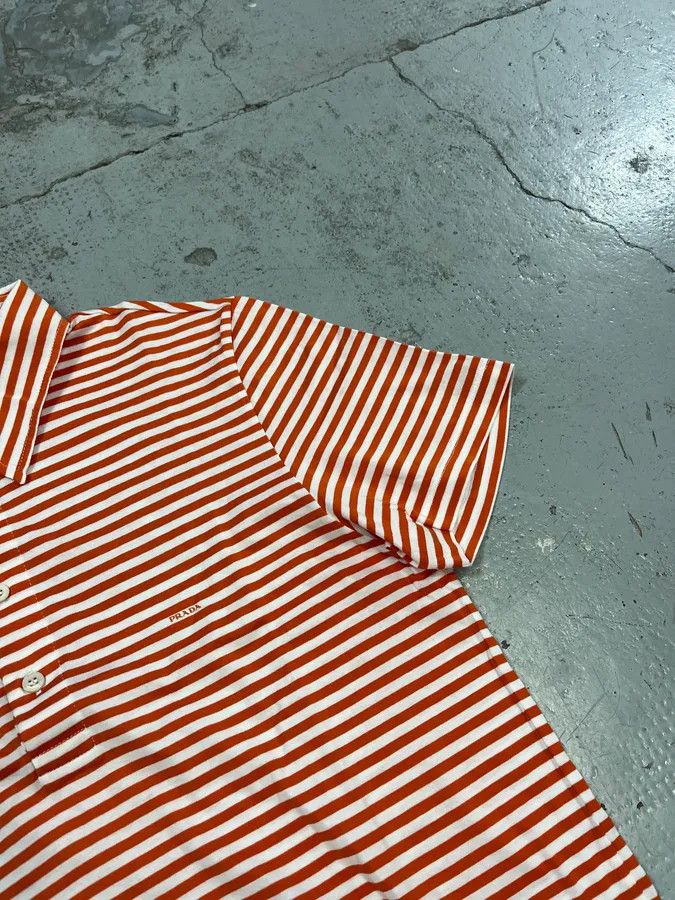 Prada 2000s Prada Orange Striped Polo Size US S / EU 44-46 / 1 - 5 Thumbnail