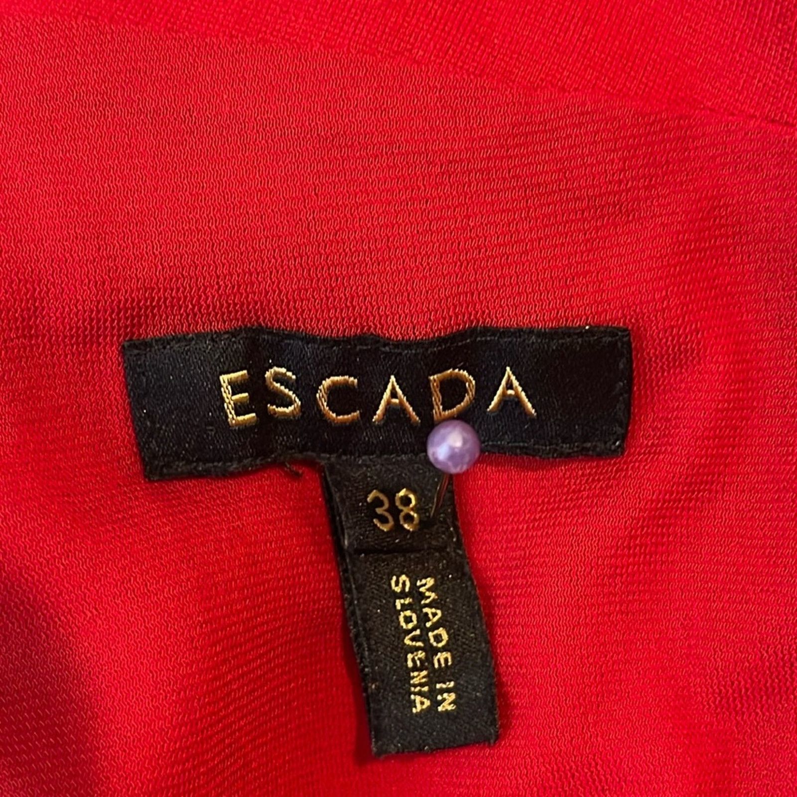 Escada Escada Red Neck Cut Out Sheath Dress Designer Size 38 Size L / US 10 / IT 46 - 3 Thumbnail