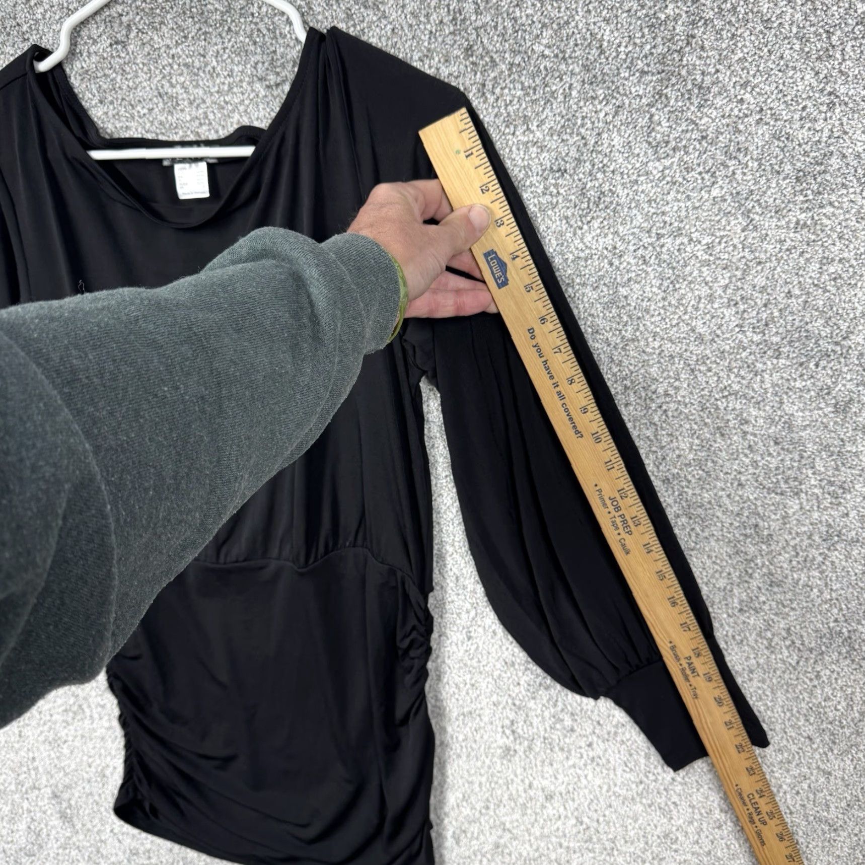 Venus Venus Tunic Top L Black Long Sleeve Ruched Bodycon Office Clubwear Shirt Women Size L / US 10 / IT 46 - 4 Thumbnail